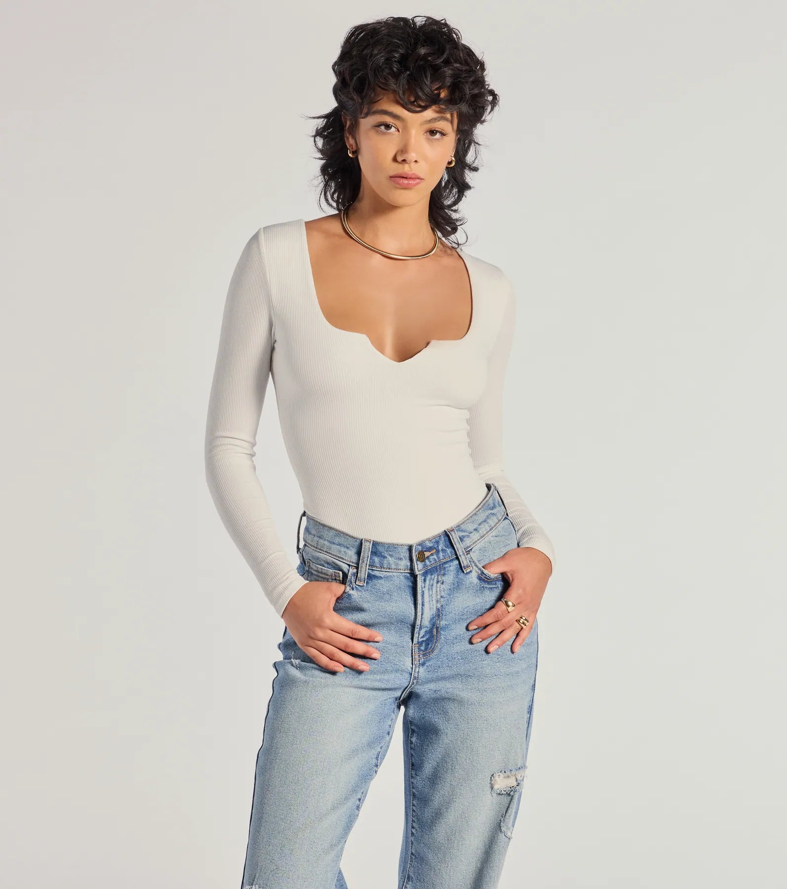 Ultimate Minimalist Ribbed Knit Long Sleeve Bodysuit - Effortless Chic