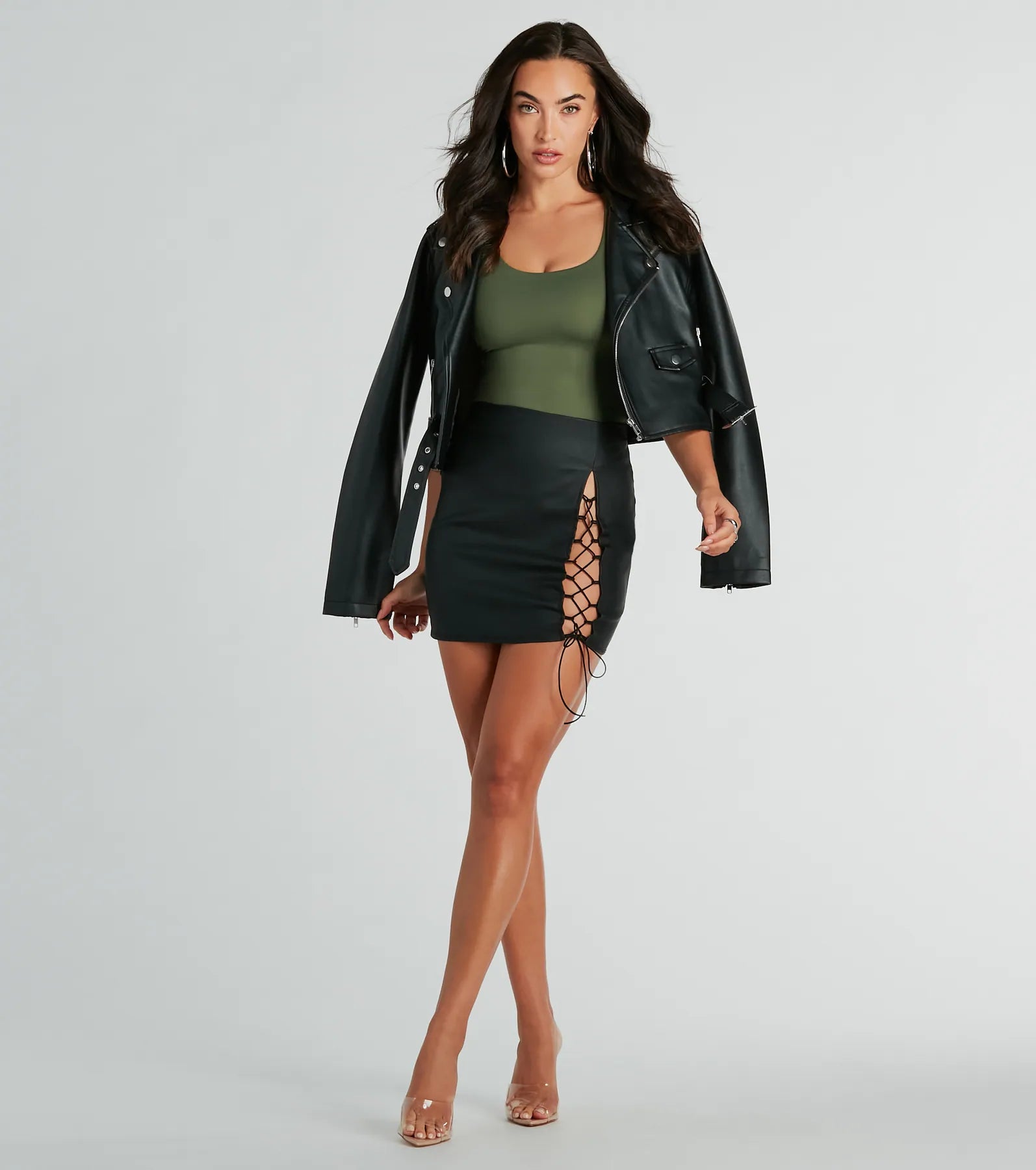 Ultimate Babe Alert Lace-Up Woven Mini Skirt