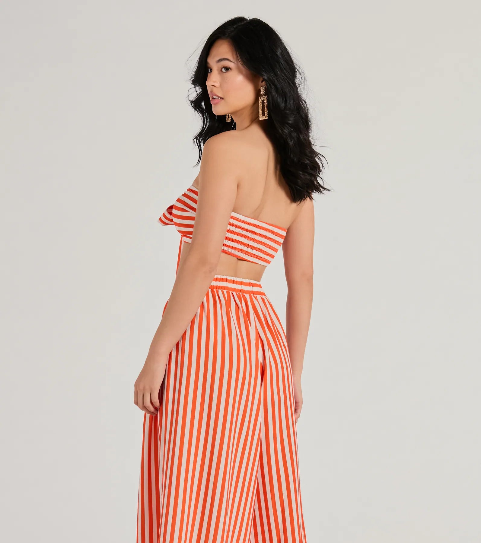 Ultimate Festive Fun Strapless Striped Bandeau Crop Top