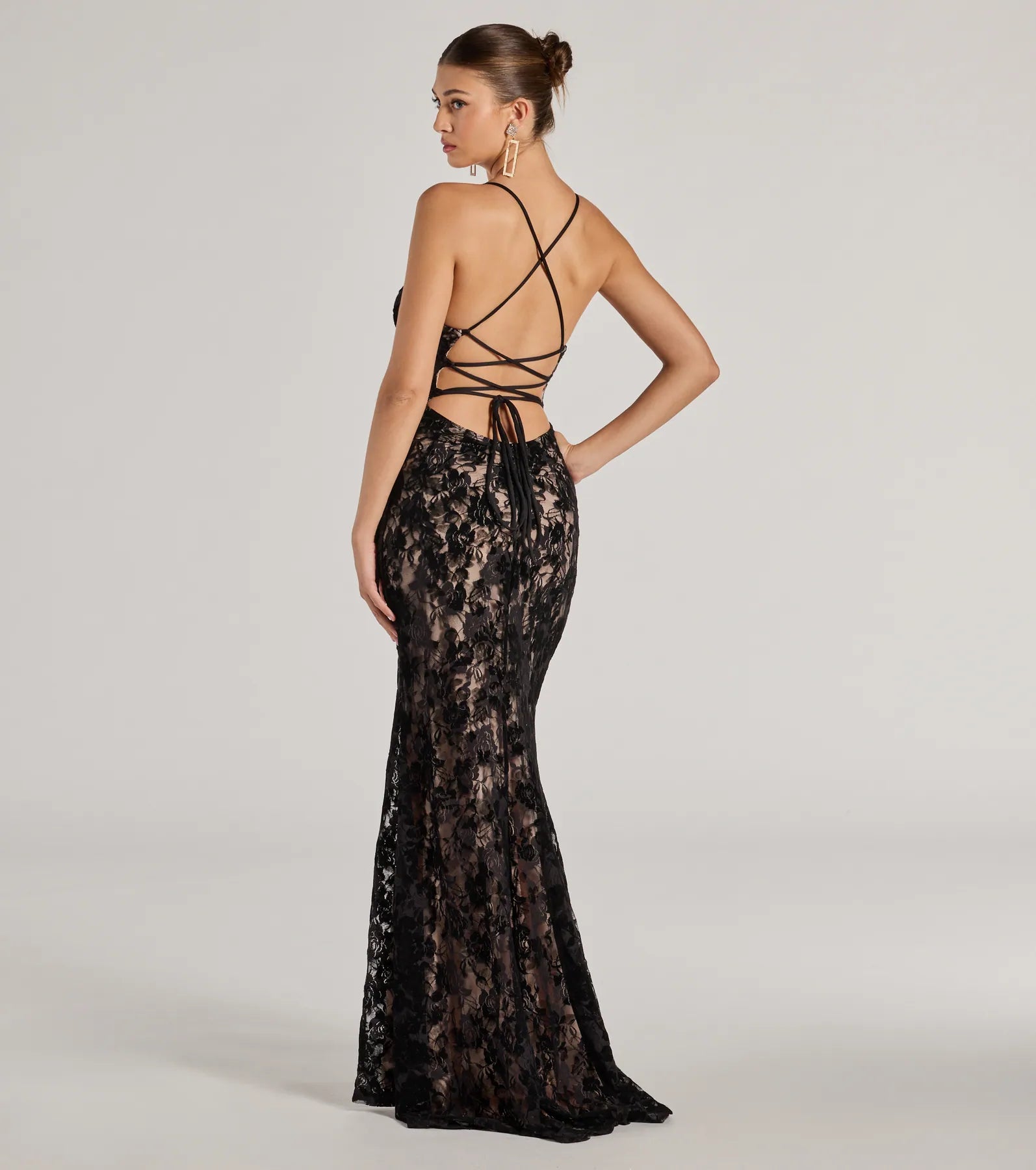 Ultimate Mckenna Velvet Flocked Lace Mermaid Dress - Premium Elegance