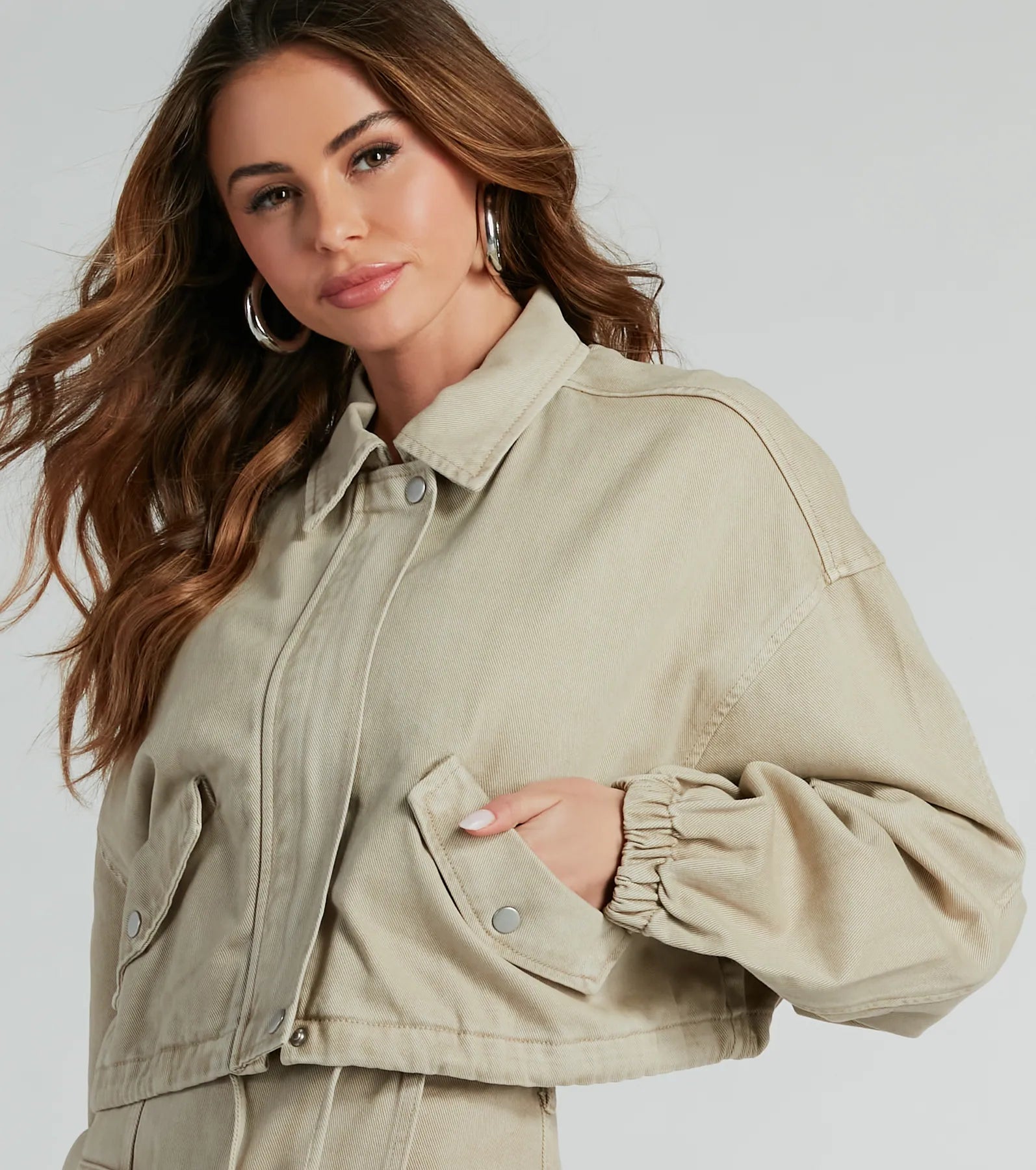 Premium Twill Crop Bomber Jacket - Ultimate Style & Comfort