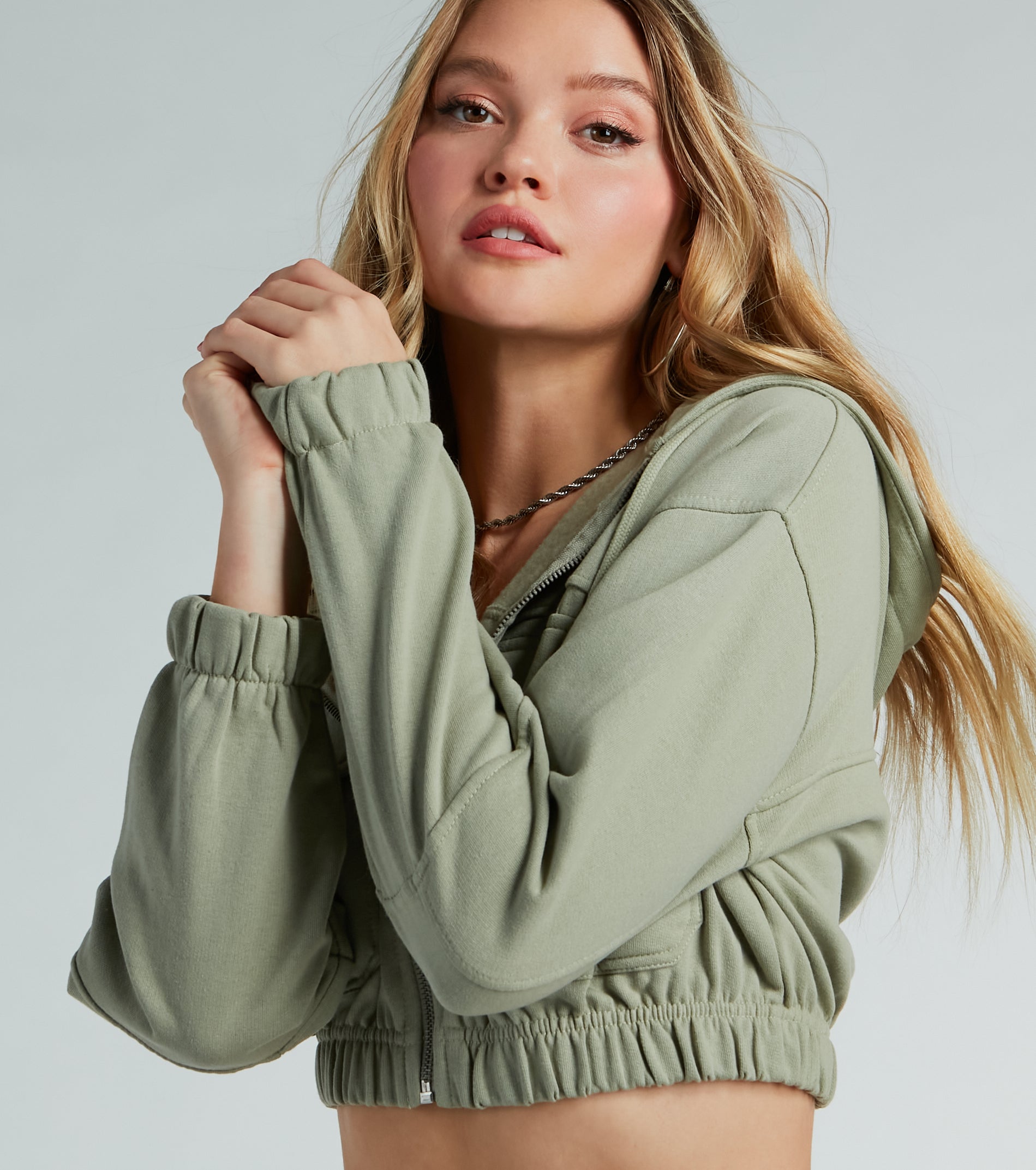 Ultimate Relaxed Vibe Cargo Pocket Crop Fleece Hoodie