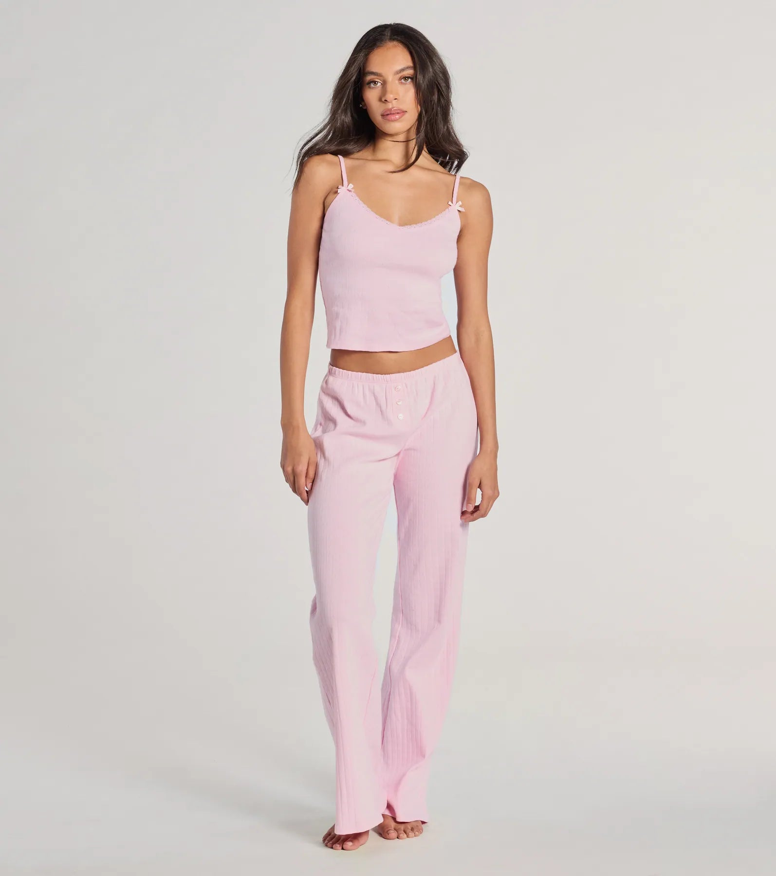 Ultimate Comfort V-Neck Pointelle Pajama Crop Top