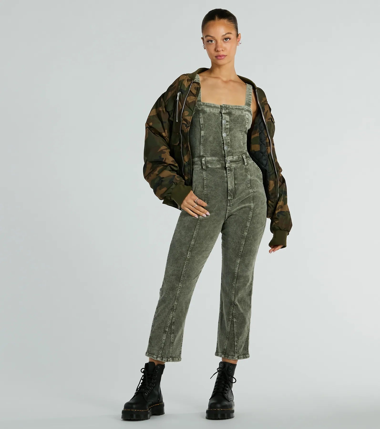 Ultimate Vintage-Inspired Acid-Wash Corduroy Jumpsuit