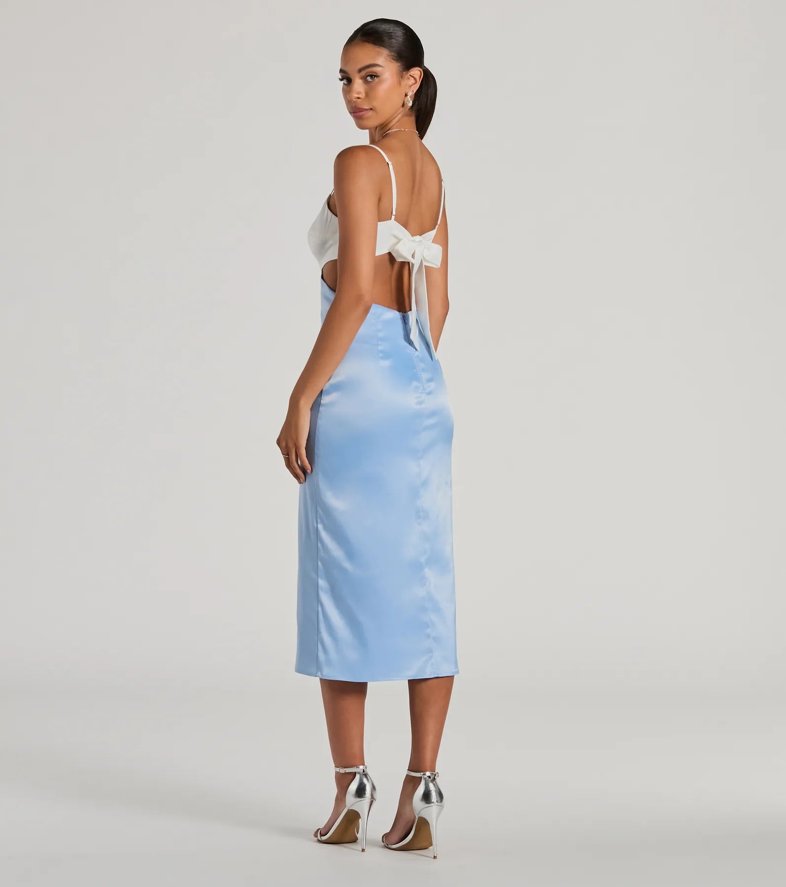 Ultimate Elegance: Premium Satin Tie-Back Midi Dress