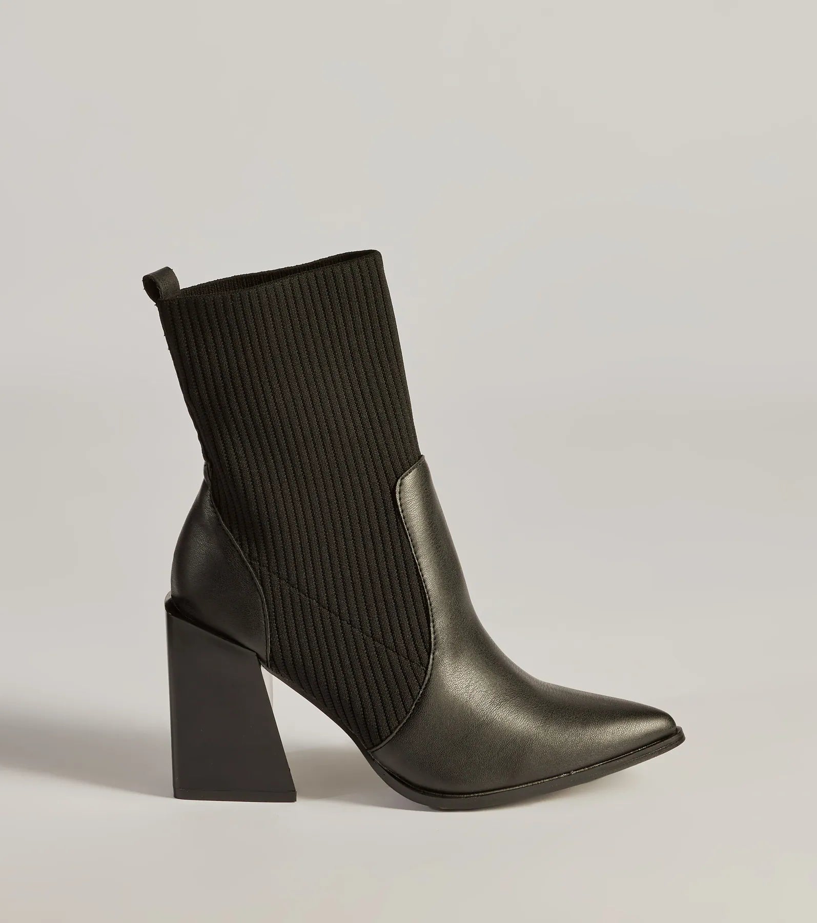 Ultimate Runway Ready Faux Leather & Knit Ankle Booties