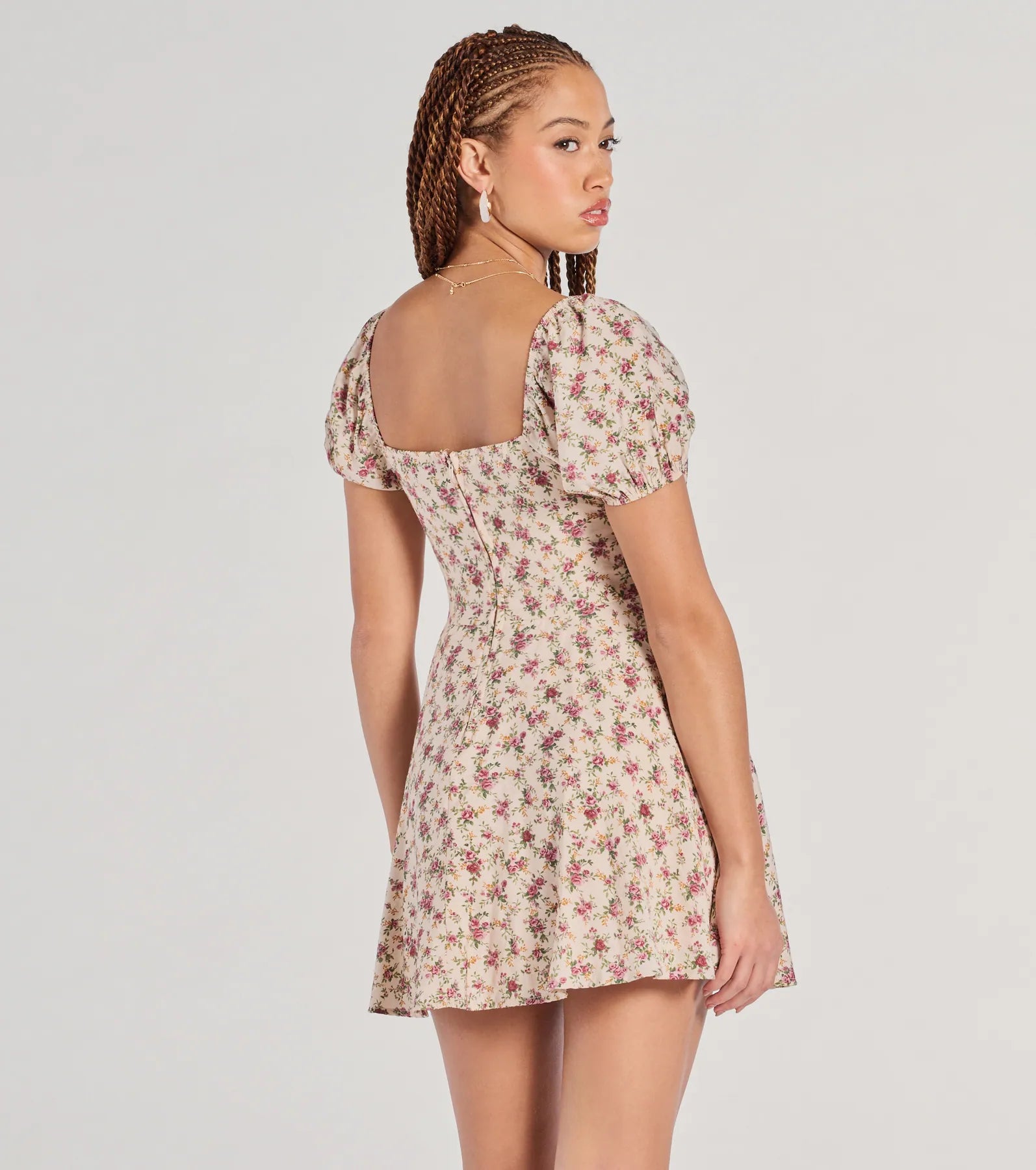 Ultimate Floral Puff Sleeve Skater Dress - Darling Rose Edition