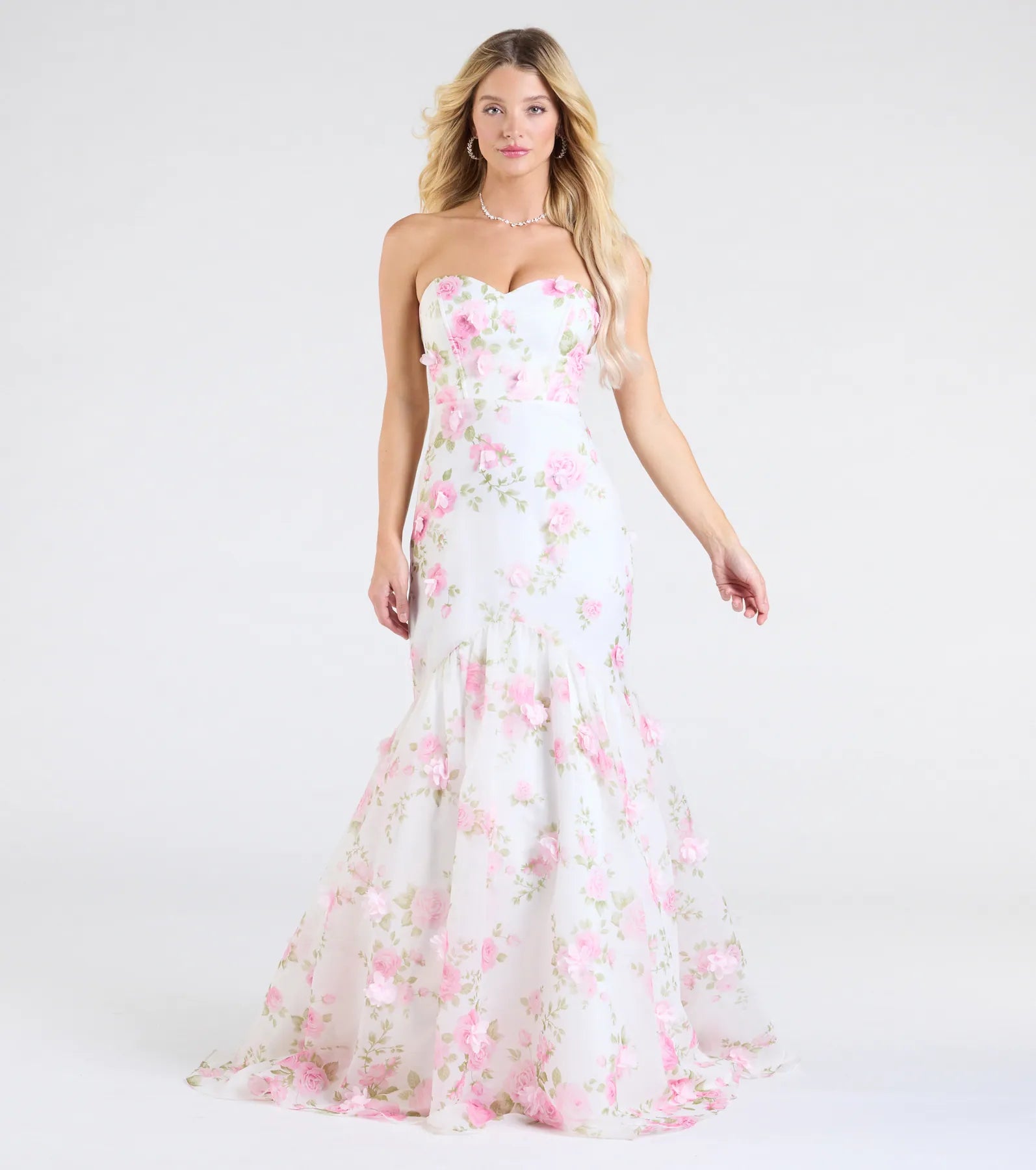 Ultimate Robin Strapless Lace-Up Floral Mermaid Gown