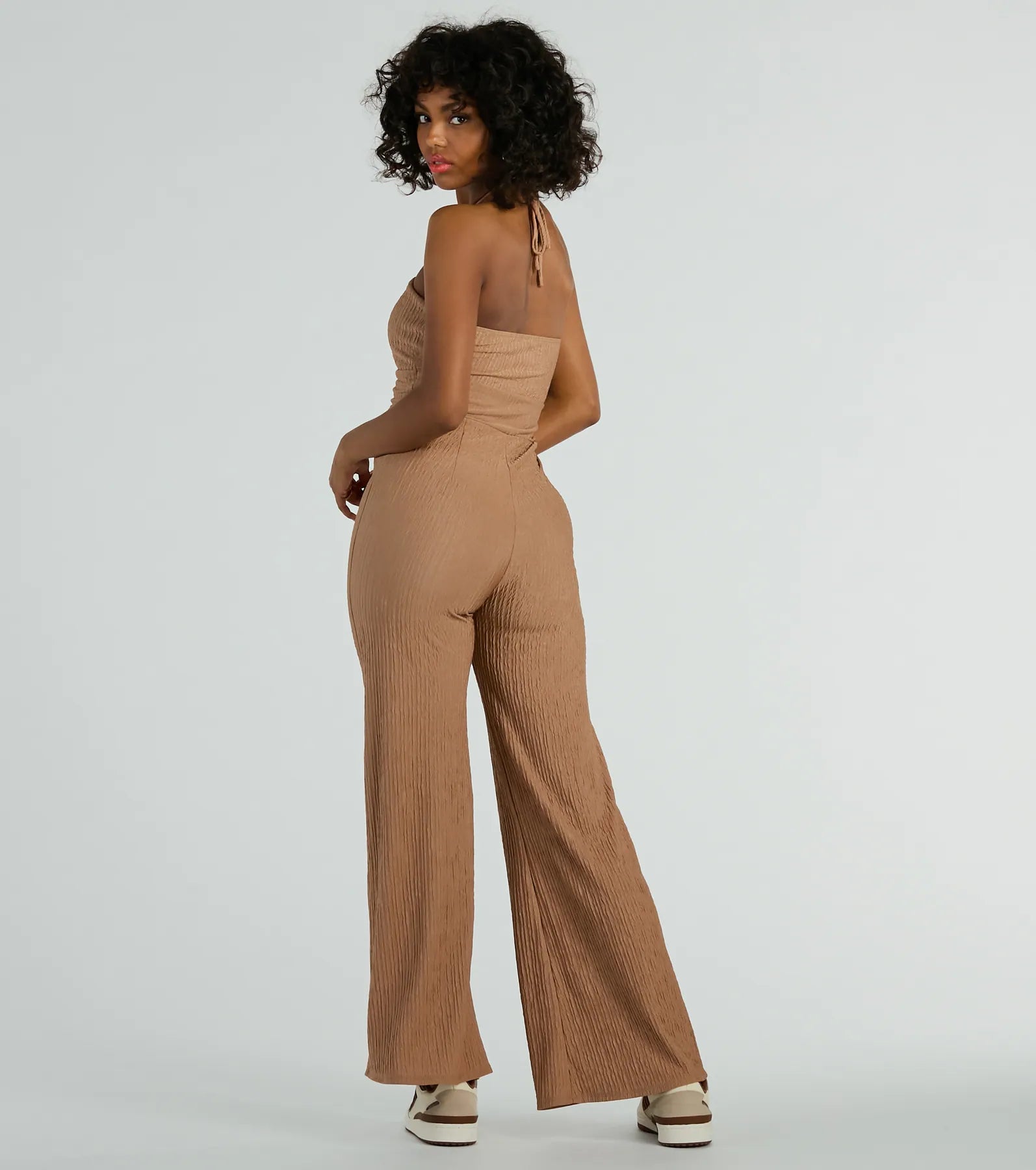 Ultimate Sunny Energy Halter Jumpsuit - Wide Leg & Cut Out Design