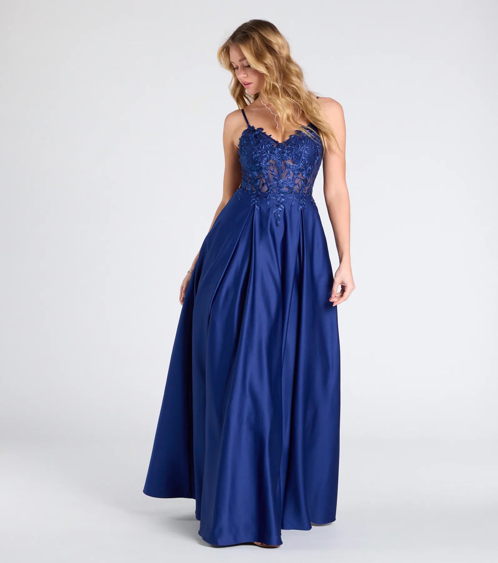 Myra Premium Lace-Up Floral Embroidered Ball Gown