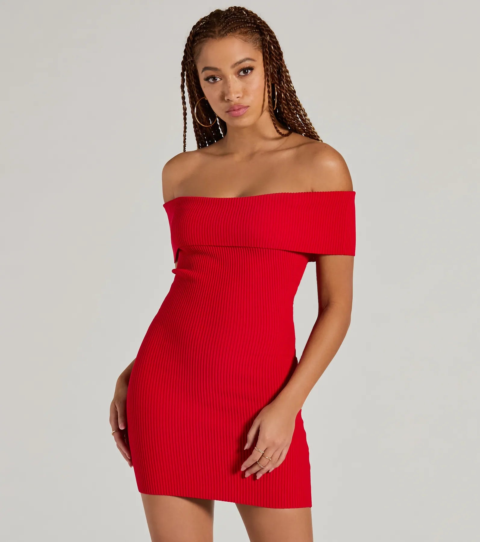 Ultimate Cute Feels Off-The-Shoulder Sweater Dress