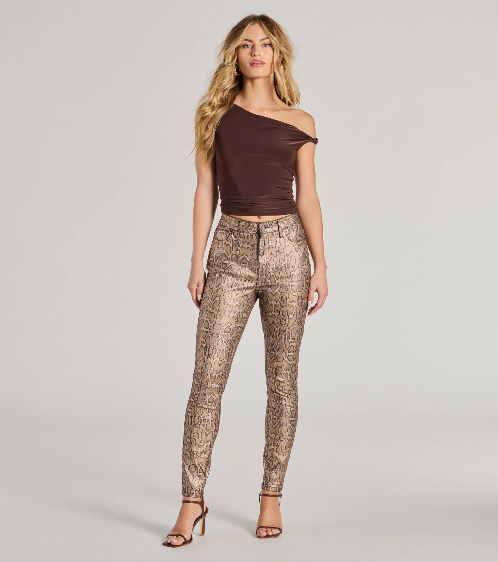 Ultimate Chic Snake Print Faux Leather Skinny Pants