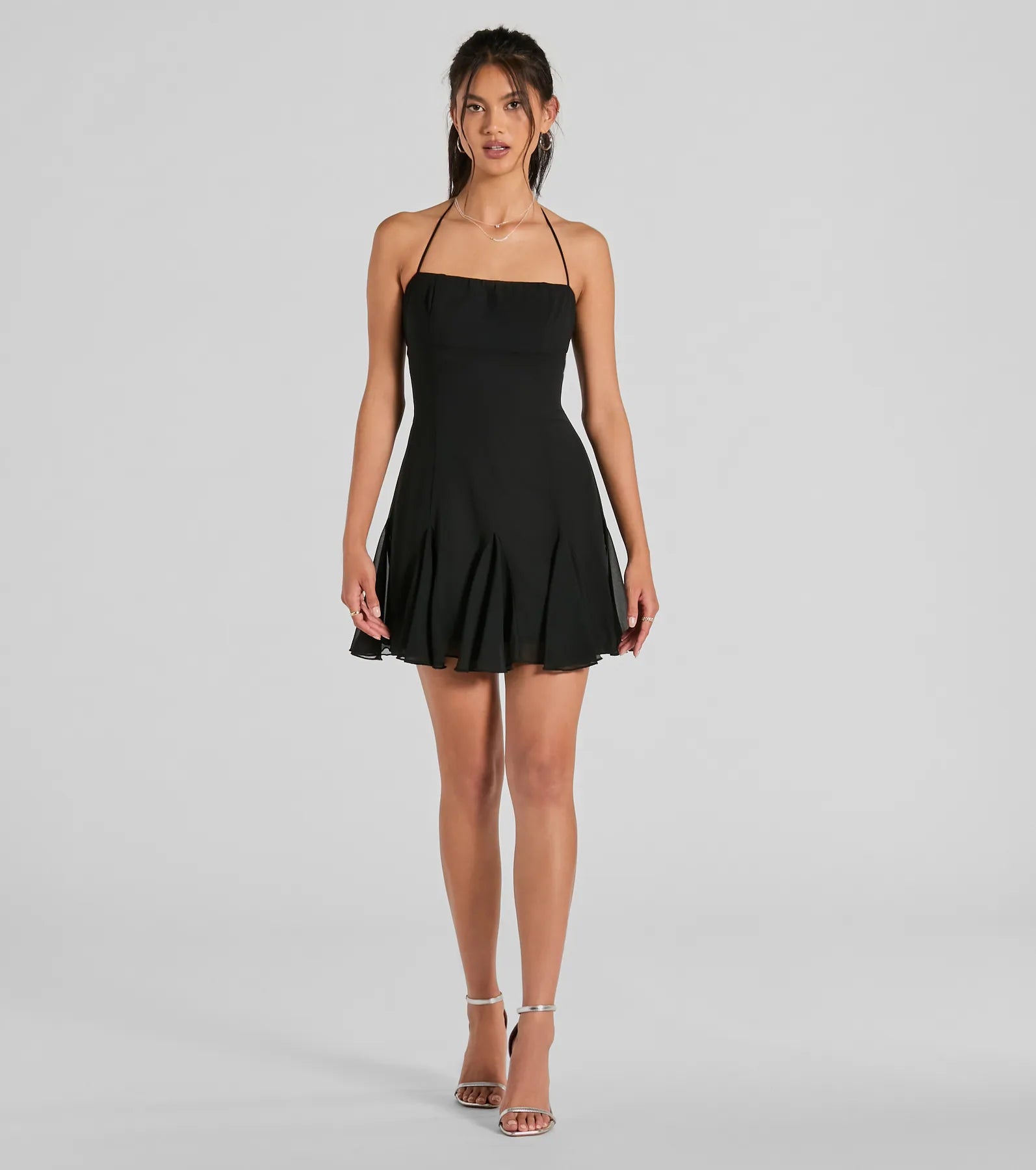 Ultimate Chic Pleated Chiffon A-Line Mini Dress for Date Nights