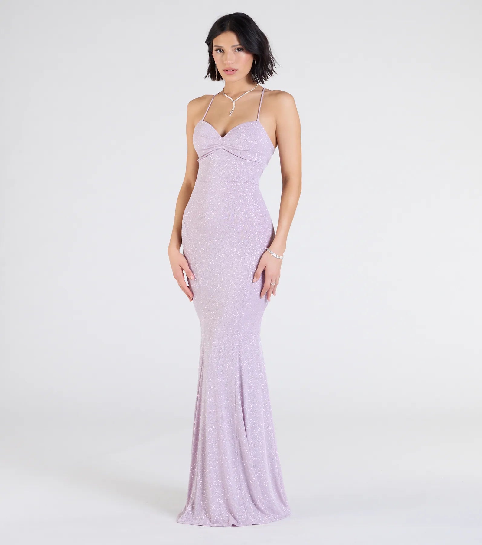 Premium Glitter Mermaid Dress - Ultimate Lace-Up Elegance
