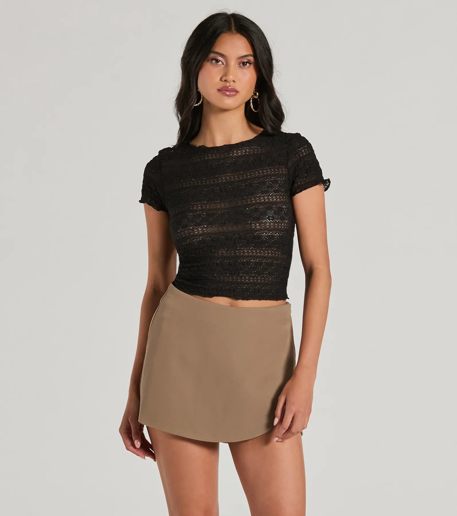 Ultimate Chic High-Rise Scallop Wrap Mini Skort by Perfect Delight