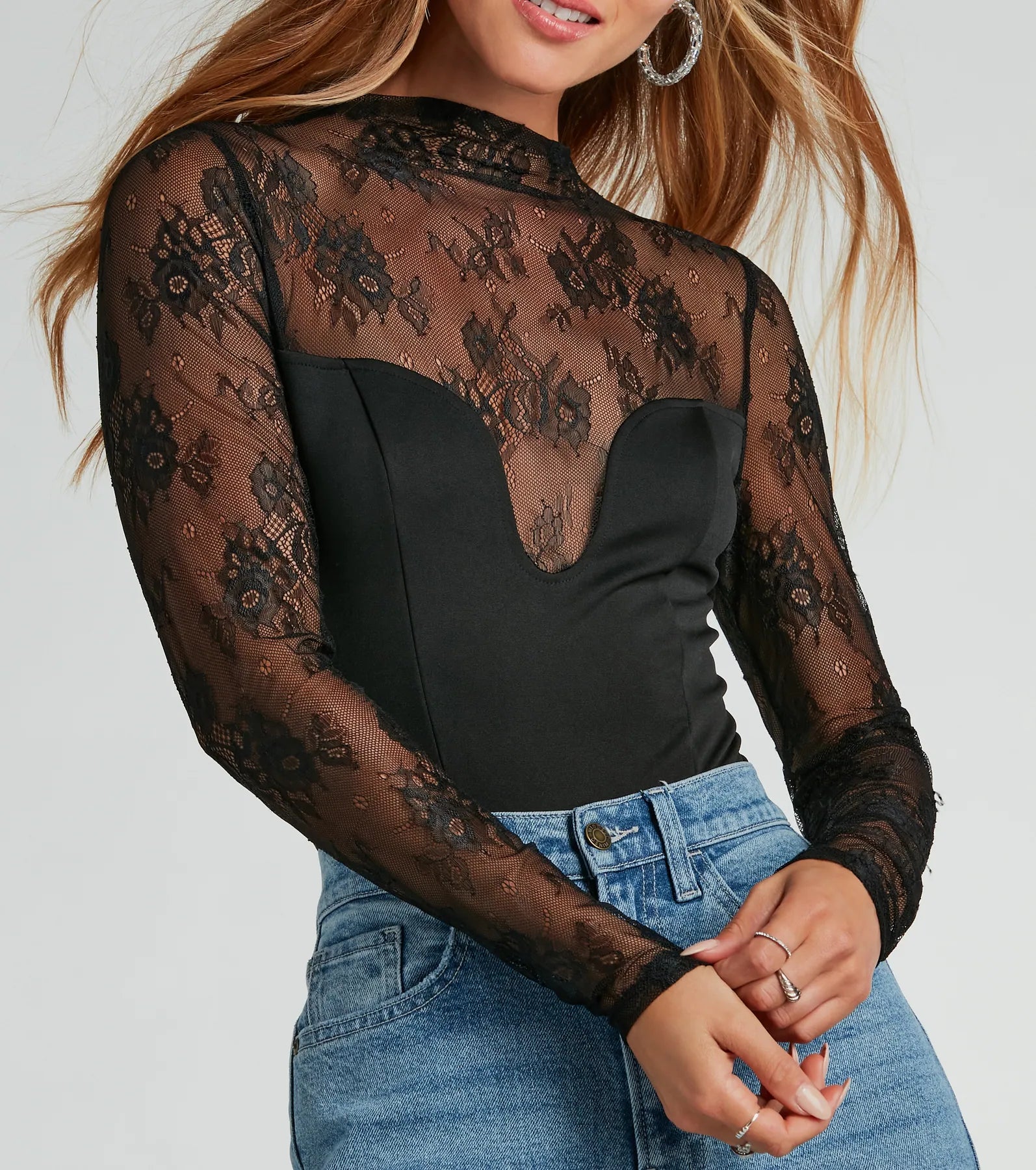 Ultimate Sultry Allure Sheer Lace Bodysuit - Date Night Essential