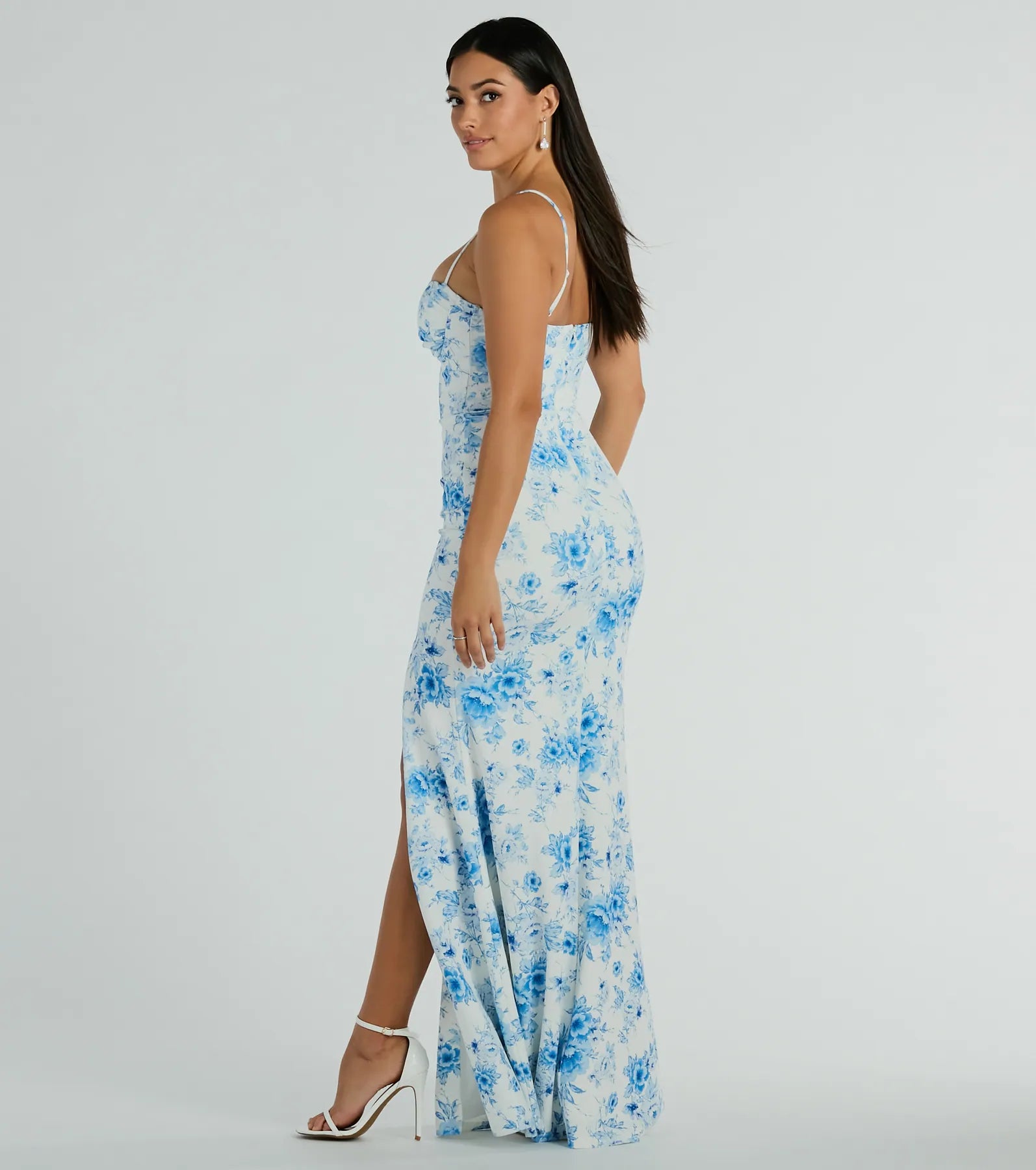 Elia Premium Floral Mermaid Dress with High Slit