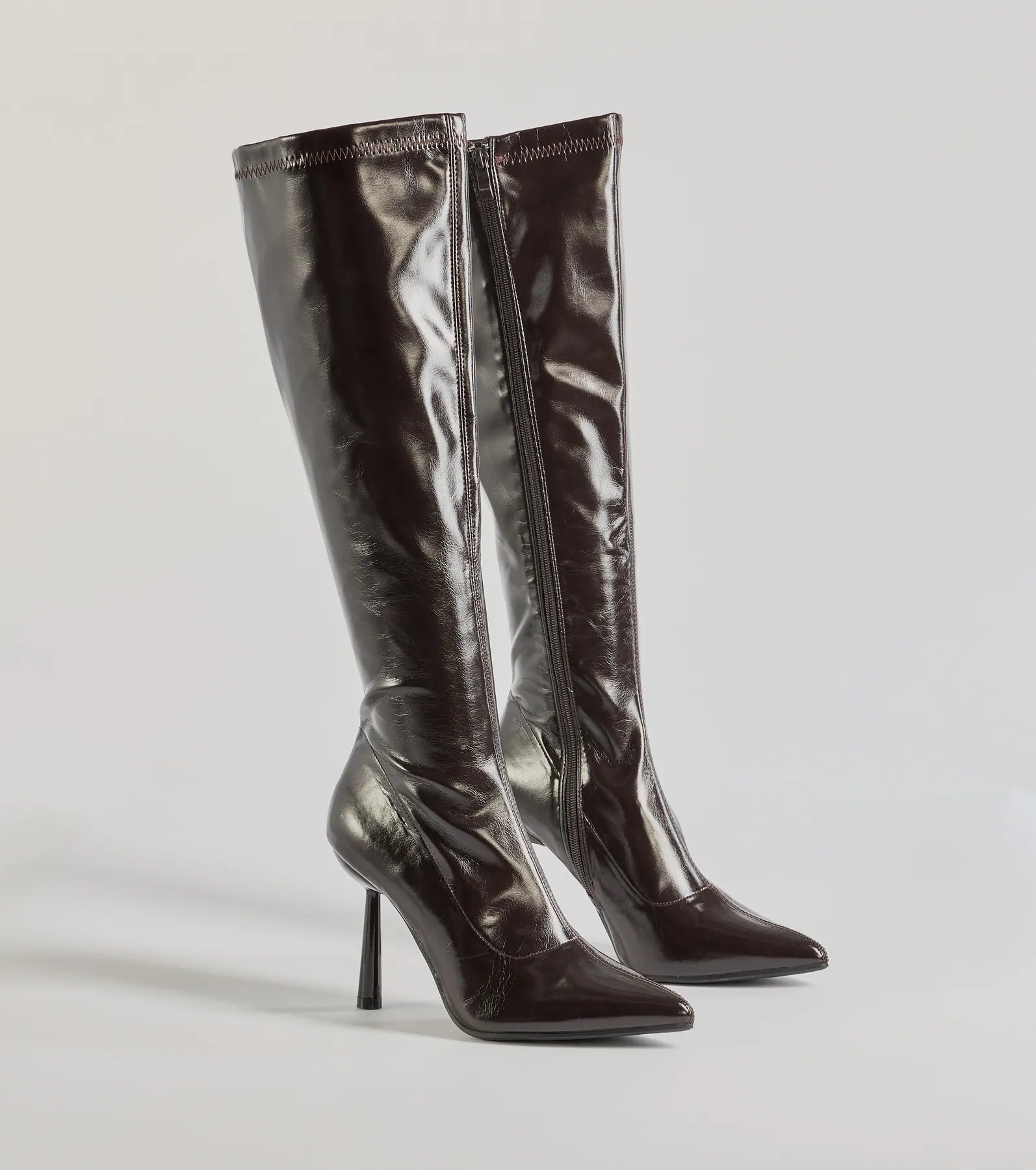 Ultimate Major Strut Faux Leather Knee-High Stiletto Boots - Upgrade Your Style