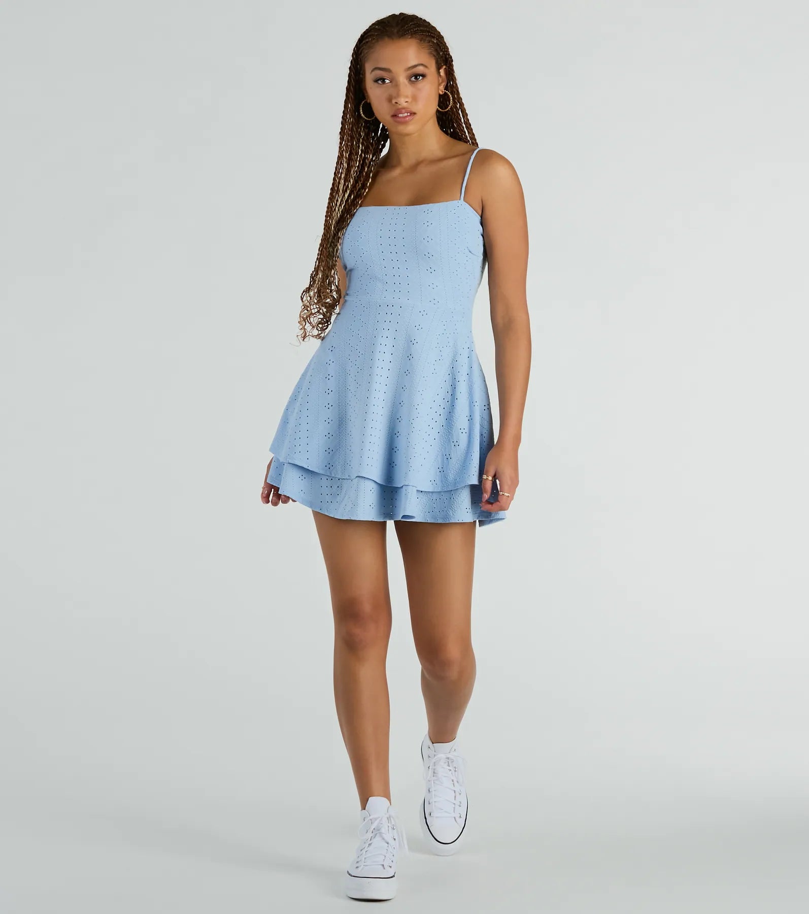 Ultimate Pretty Vibes Eyelet Knit Skater Dress