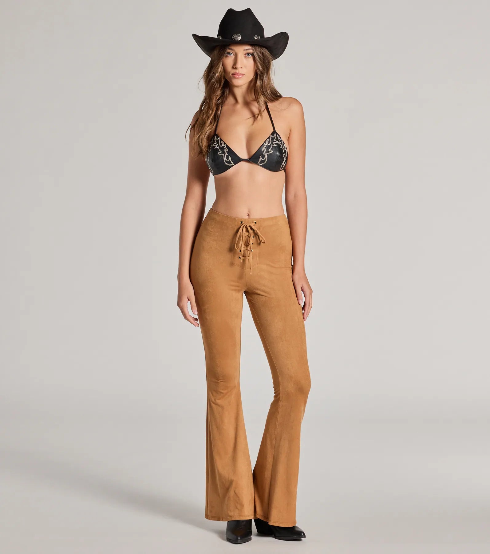 Ultimate Bohemian Babe Faux Suede Flare Pants - Festival Ready