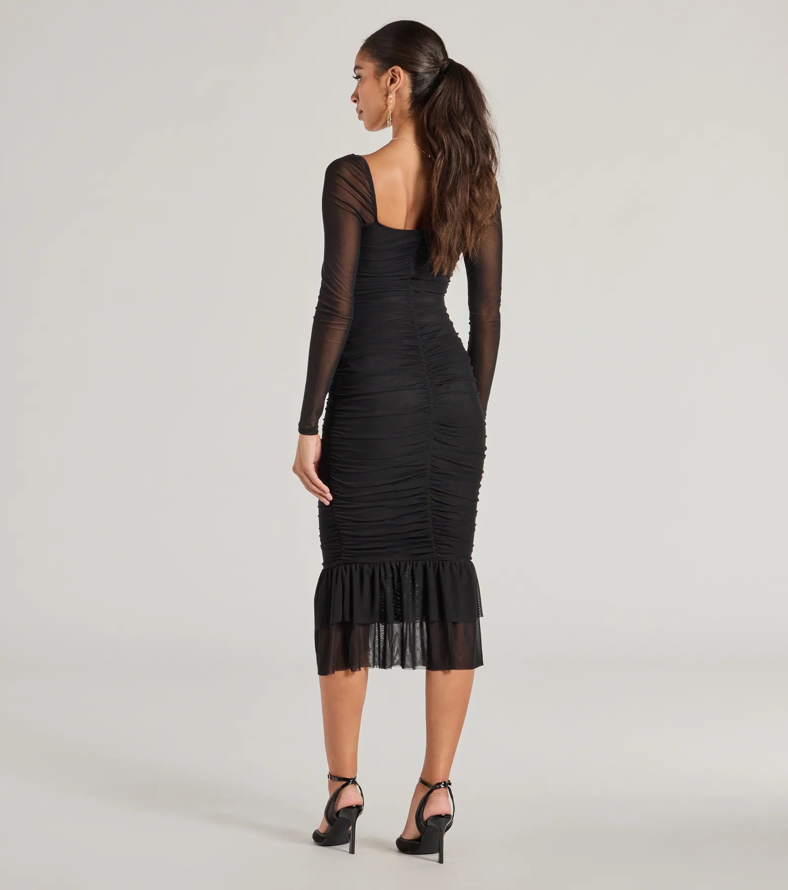Ultimate Elegance Ruched Mesh Cocktail Dress