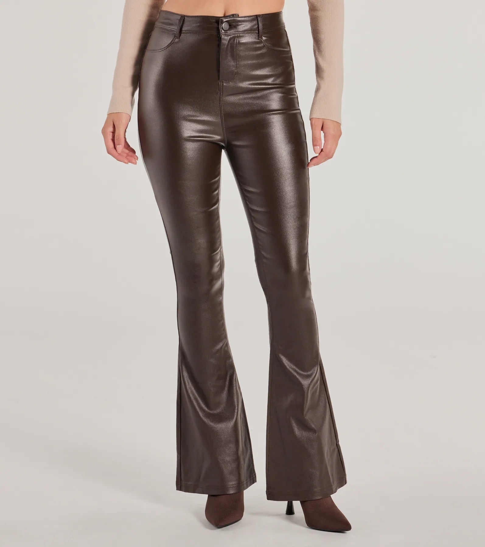 Ultimate Trendsetter Coated Faux Leather Flare Pants