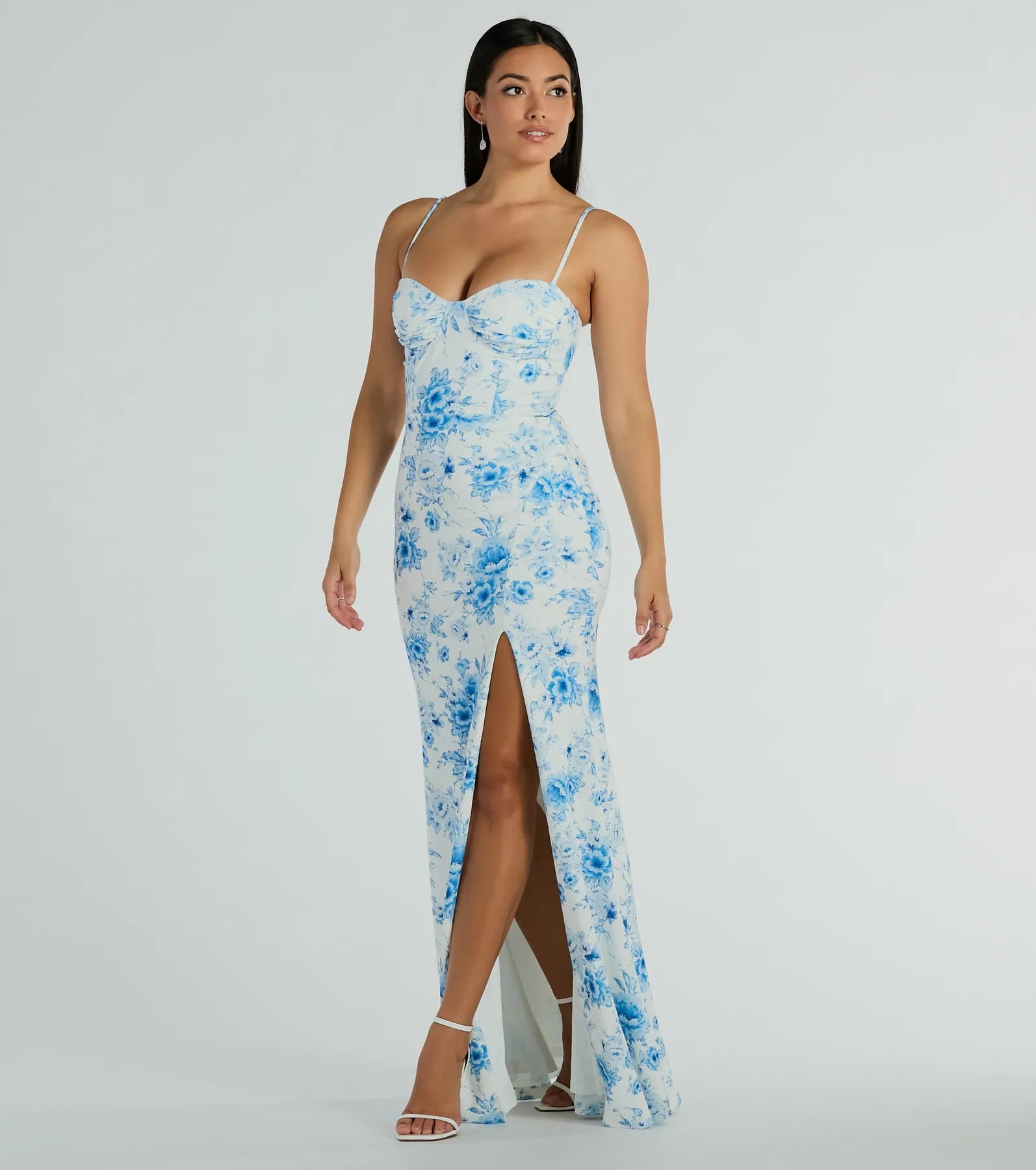 Elia Premium Floral Mermaid Dress with High Slit