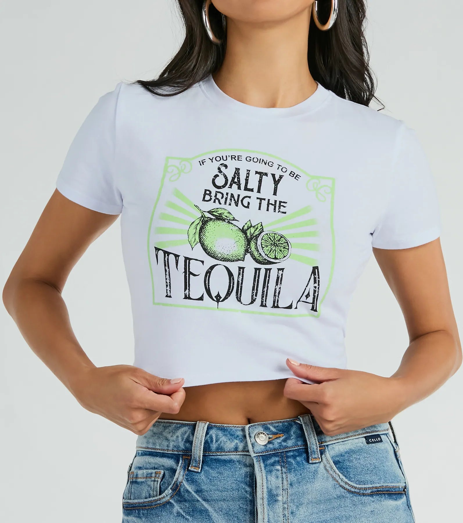 Ultimate 'Bring The Tequila' Graphic Crop Tee