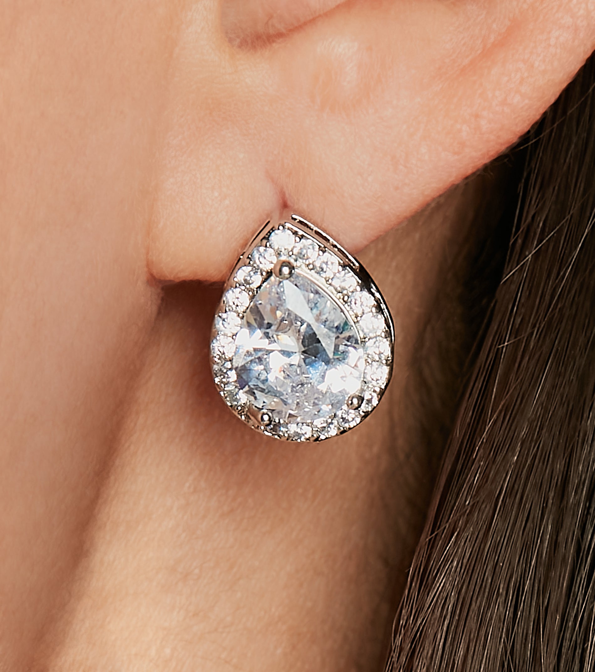 Premium Teardrop Cubic Zirconia Stud Earrings - Endless Elegance Collection