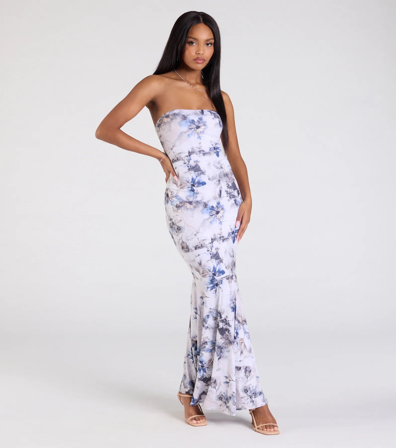 Premium Lace-Up Floral Maxi Dress – Ultimate Evening Elegance