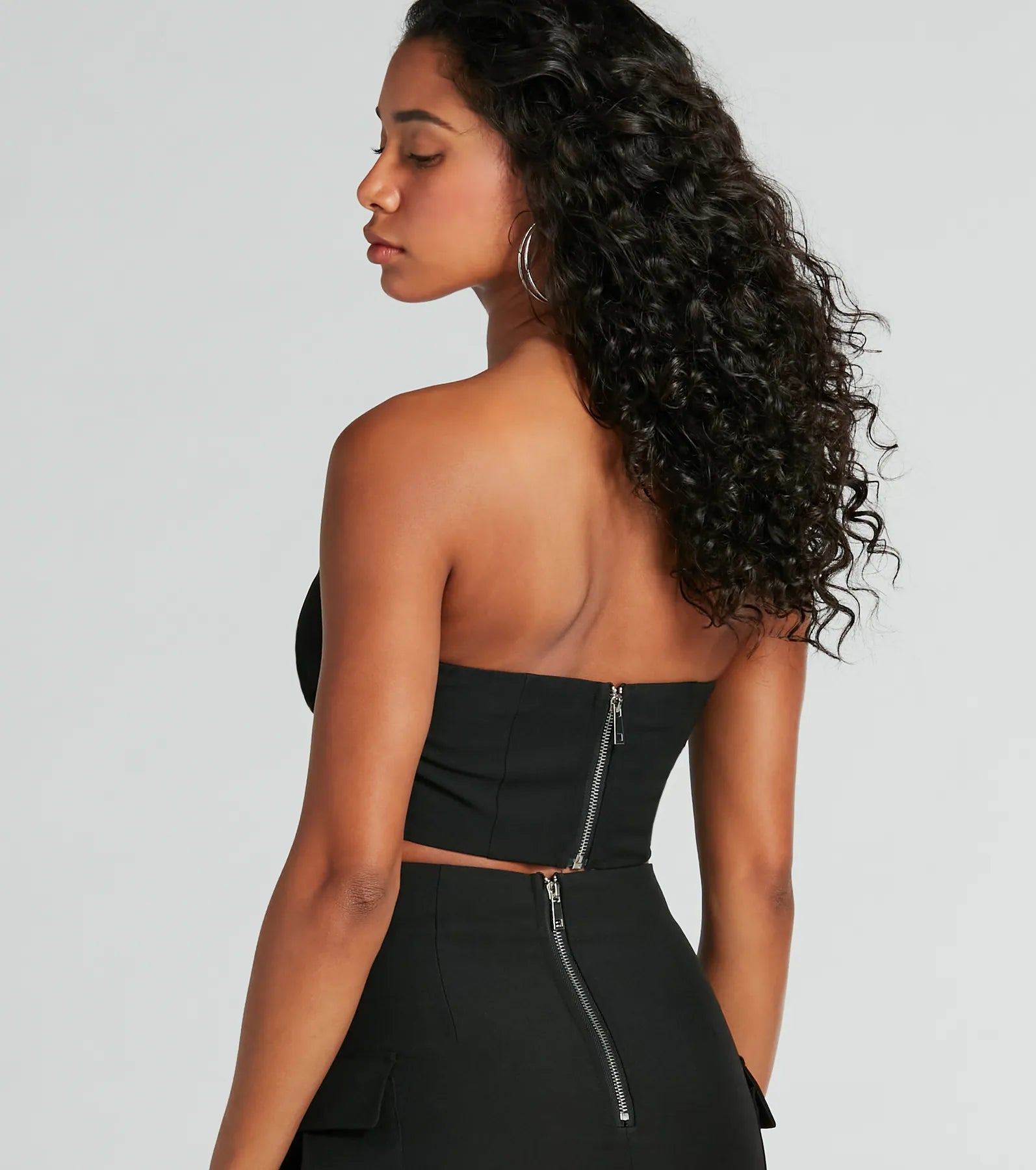 Ultimate Strapless Cutout Woven Crop Top - Major Baddie Collection