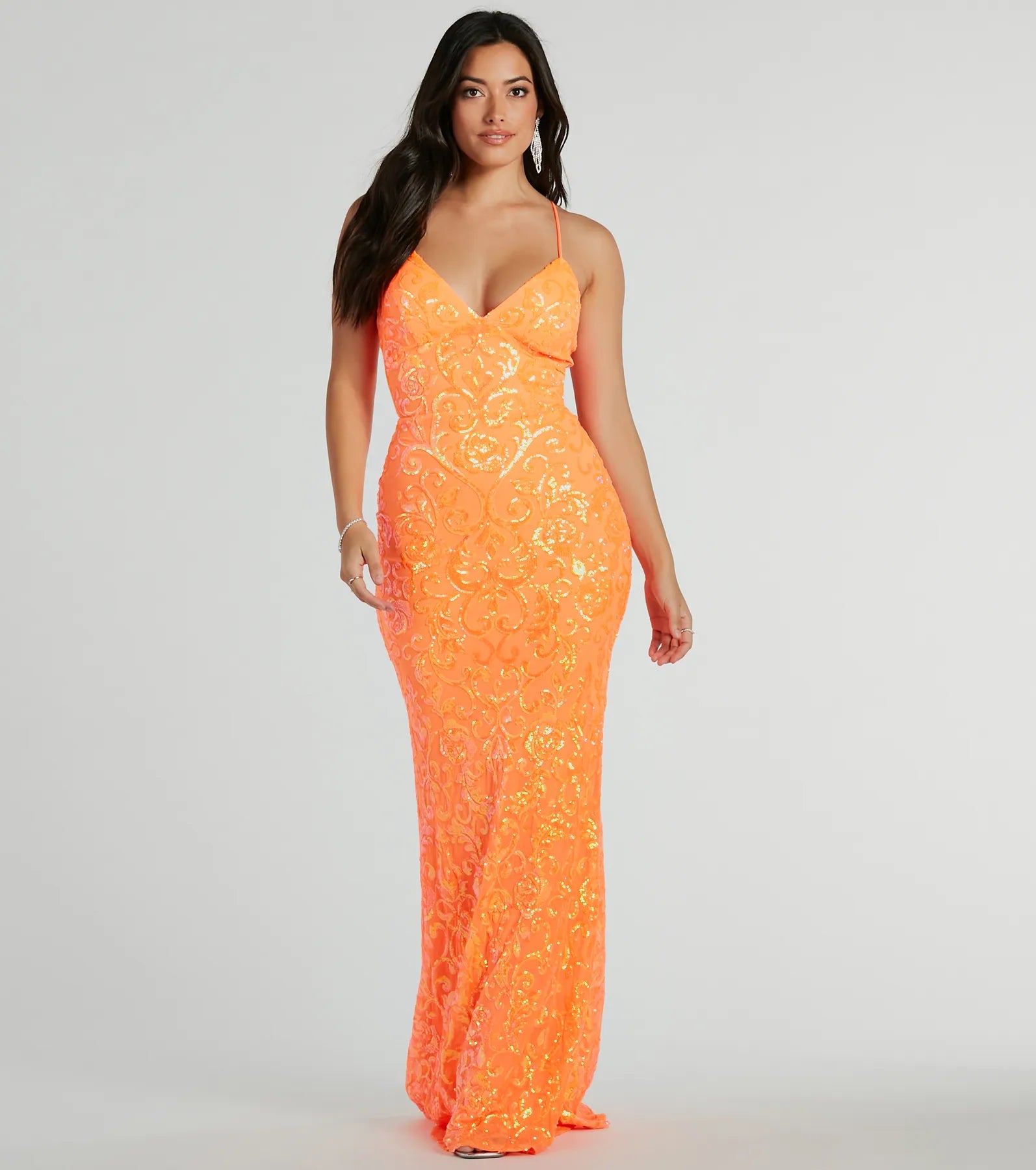 Cynthia Premium Lace-Up Mermaid Sequin Gown