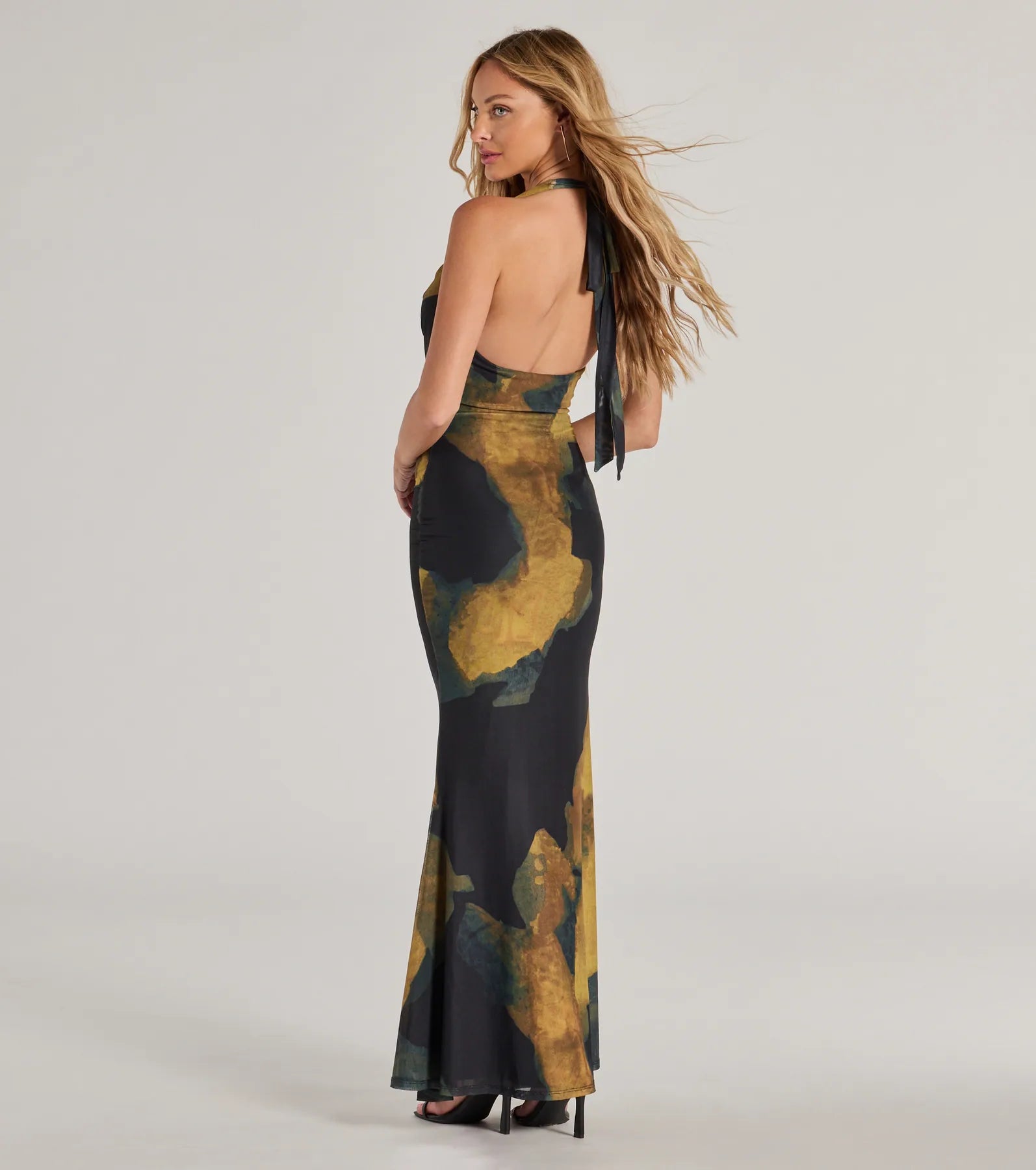 Ultimate Elegance Abstract Marble Maxi Dress