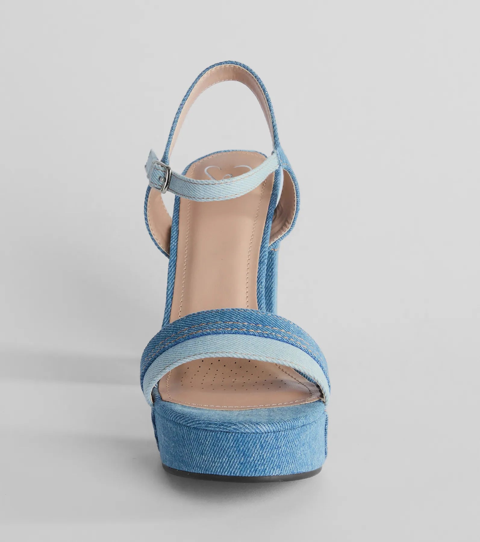 Ultimate Style Quotient Denim Block Heels - Premium Platform Design