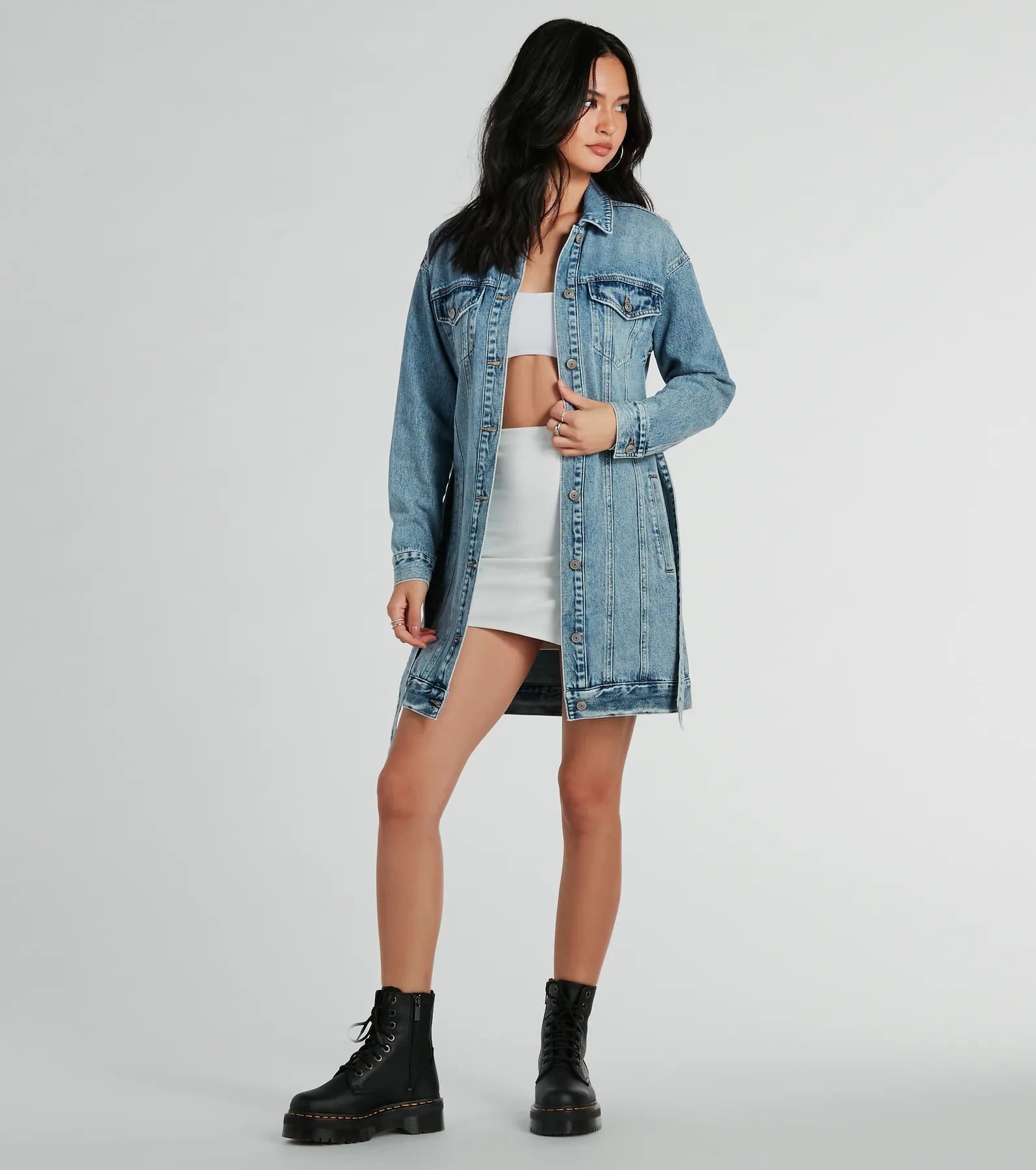 Ultimate Crushin' It Belted Denim Trench Jacket