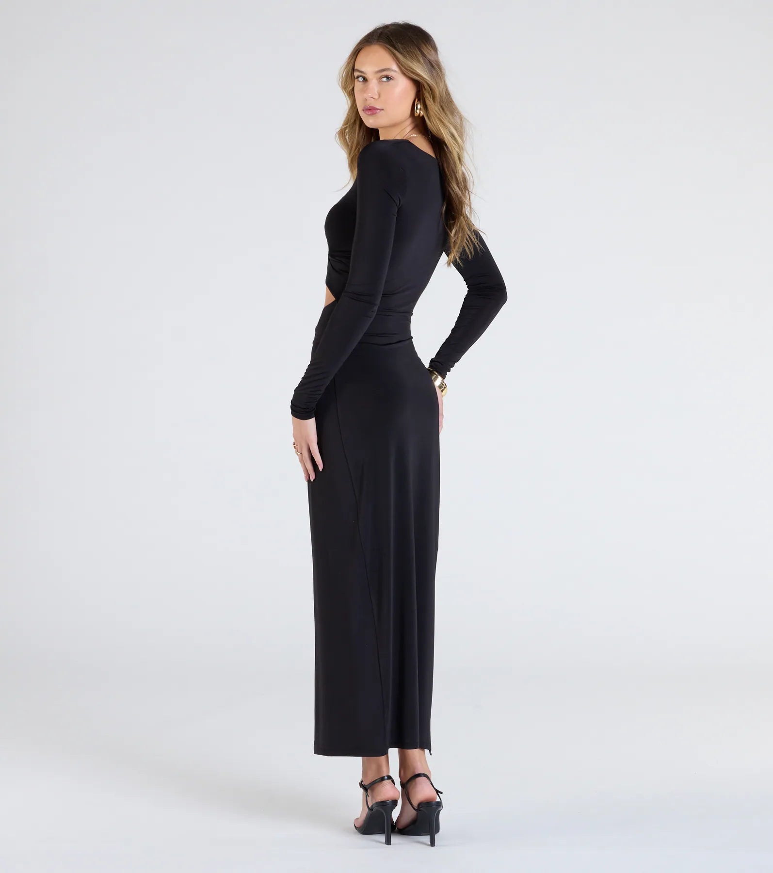 Ultimate Statement Long Sleeve Cutout Maxi Dress