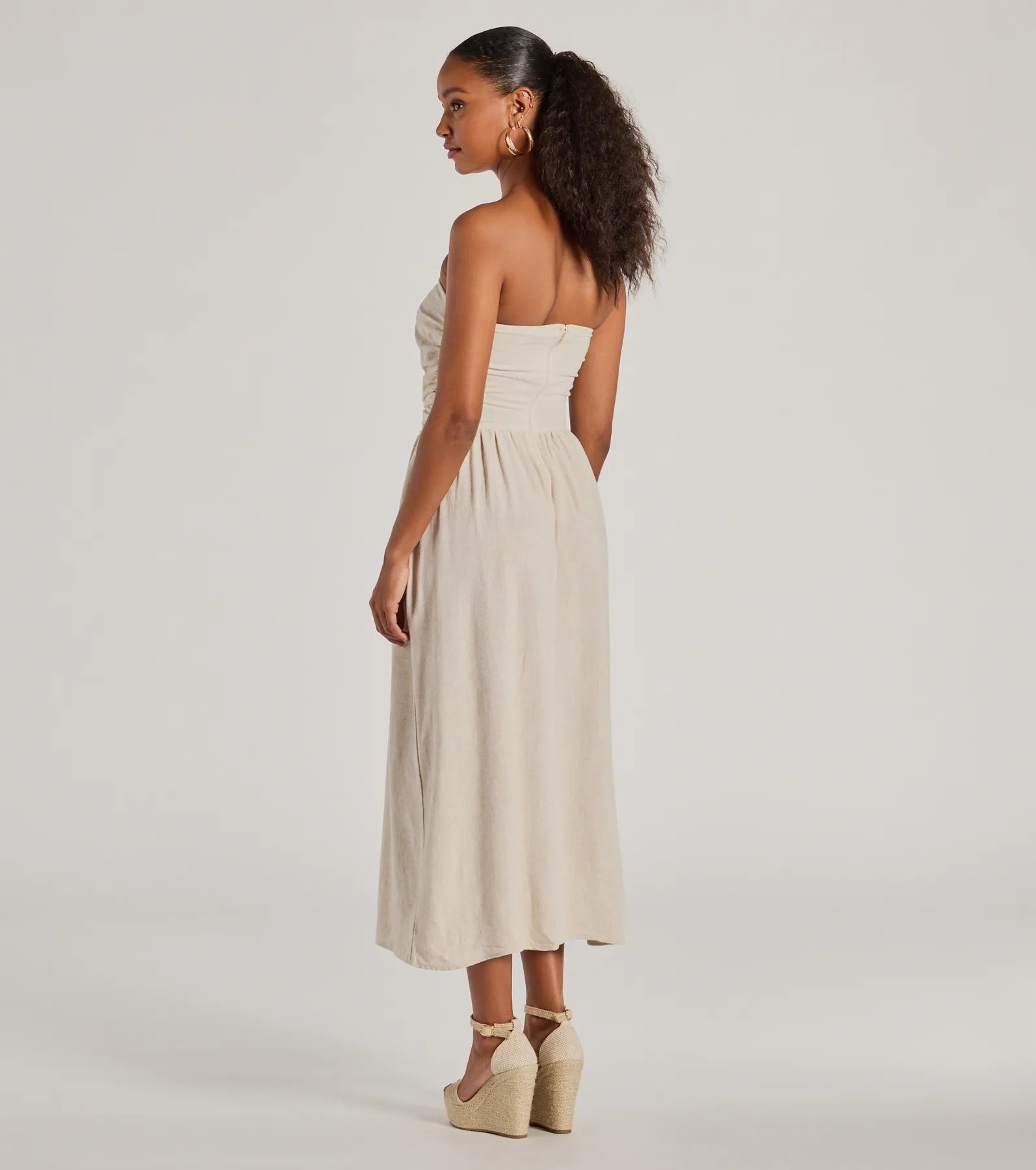 Premium Strapless Linen-Blend Dress – Ultimate Summer Staple