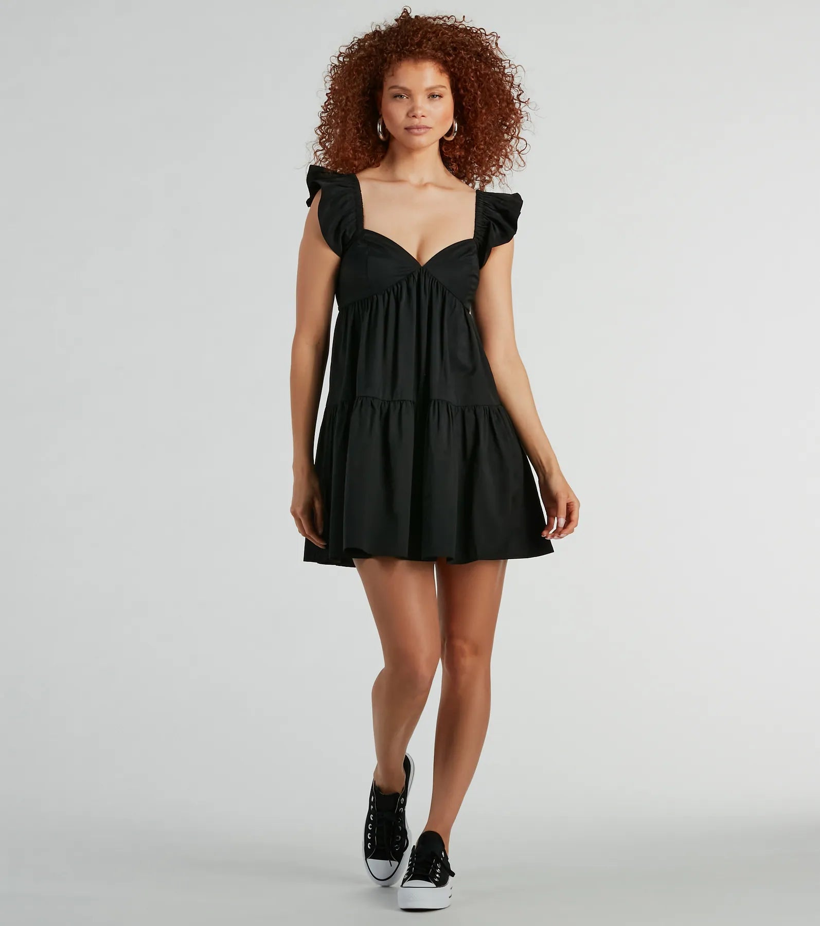 Ultimate Parisian Romance V-Neck Ruffle Babydoll Dress