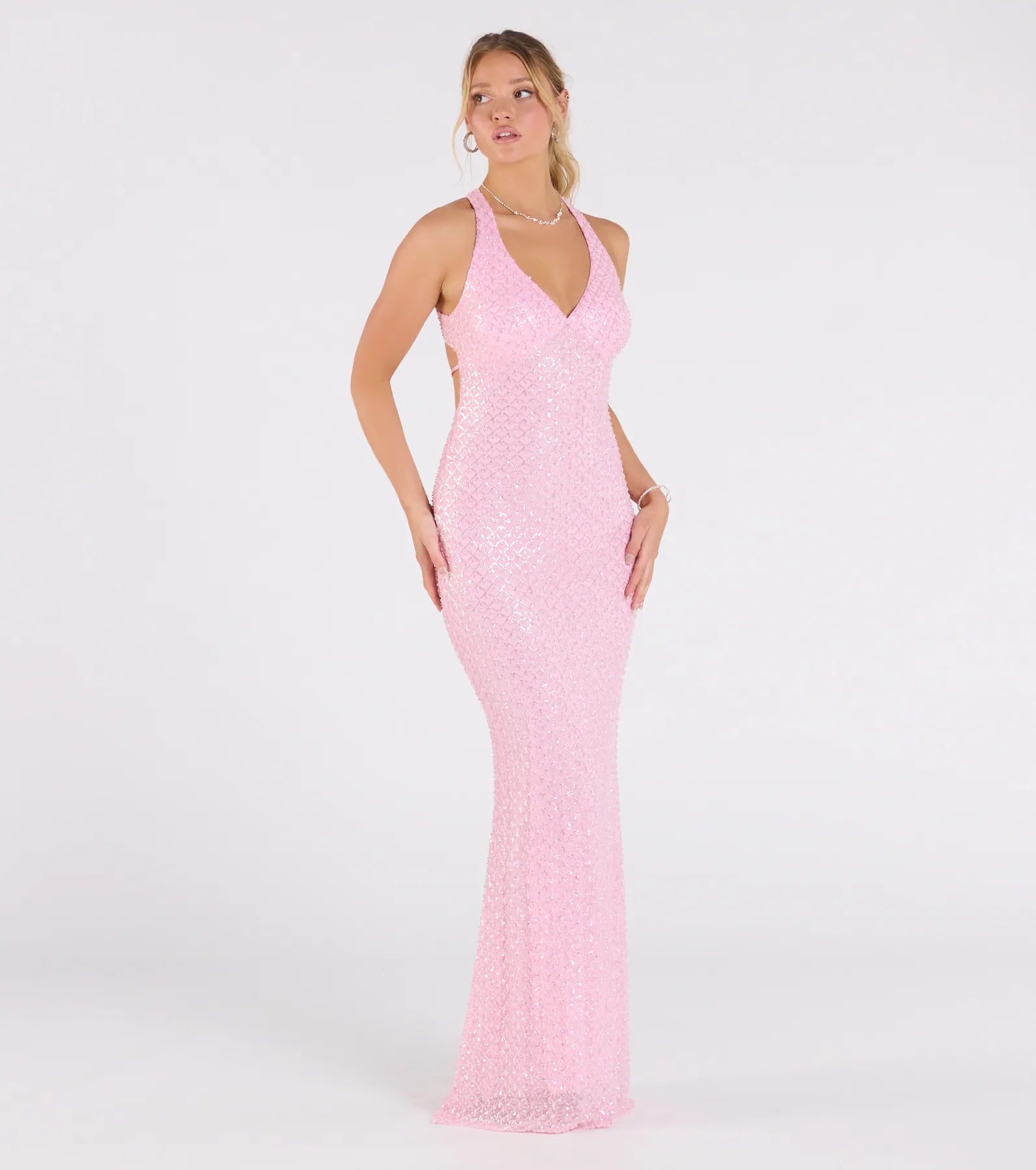 Vanessa Ultimate Glam Open Back Sequin Mermaid Dress