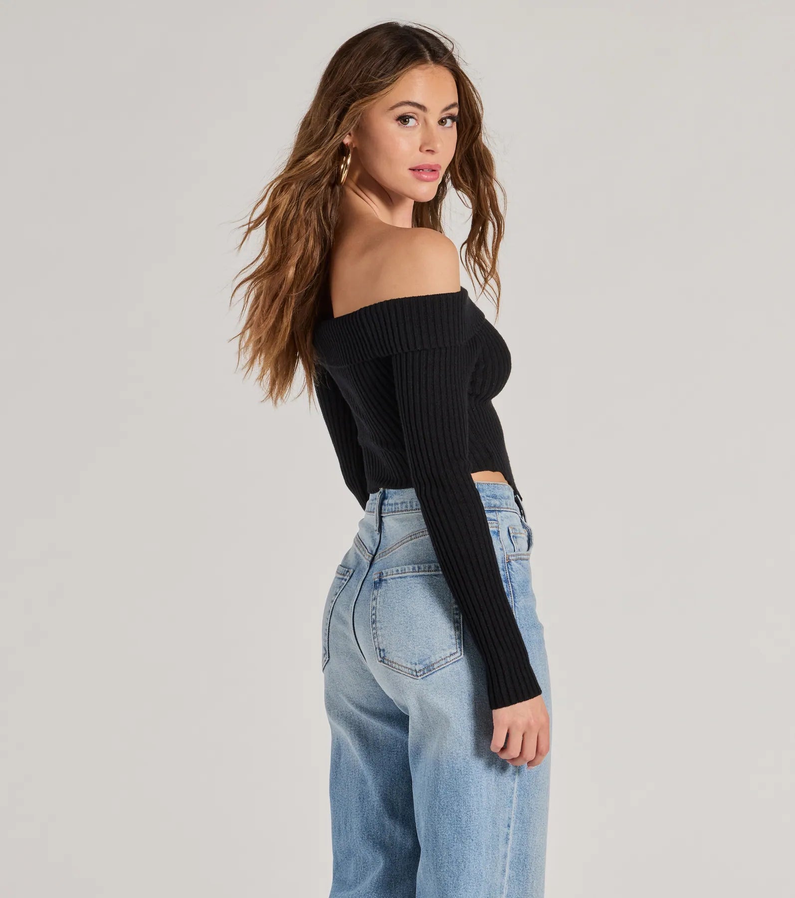 Ultimate Ribbed Knit Off-The-Shoulder Top | Trendy Textures