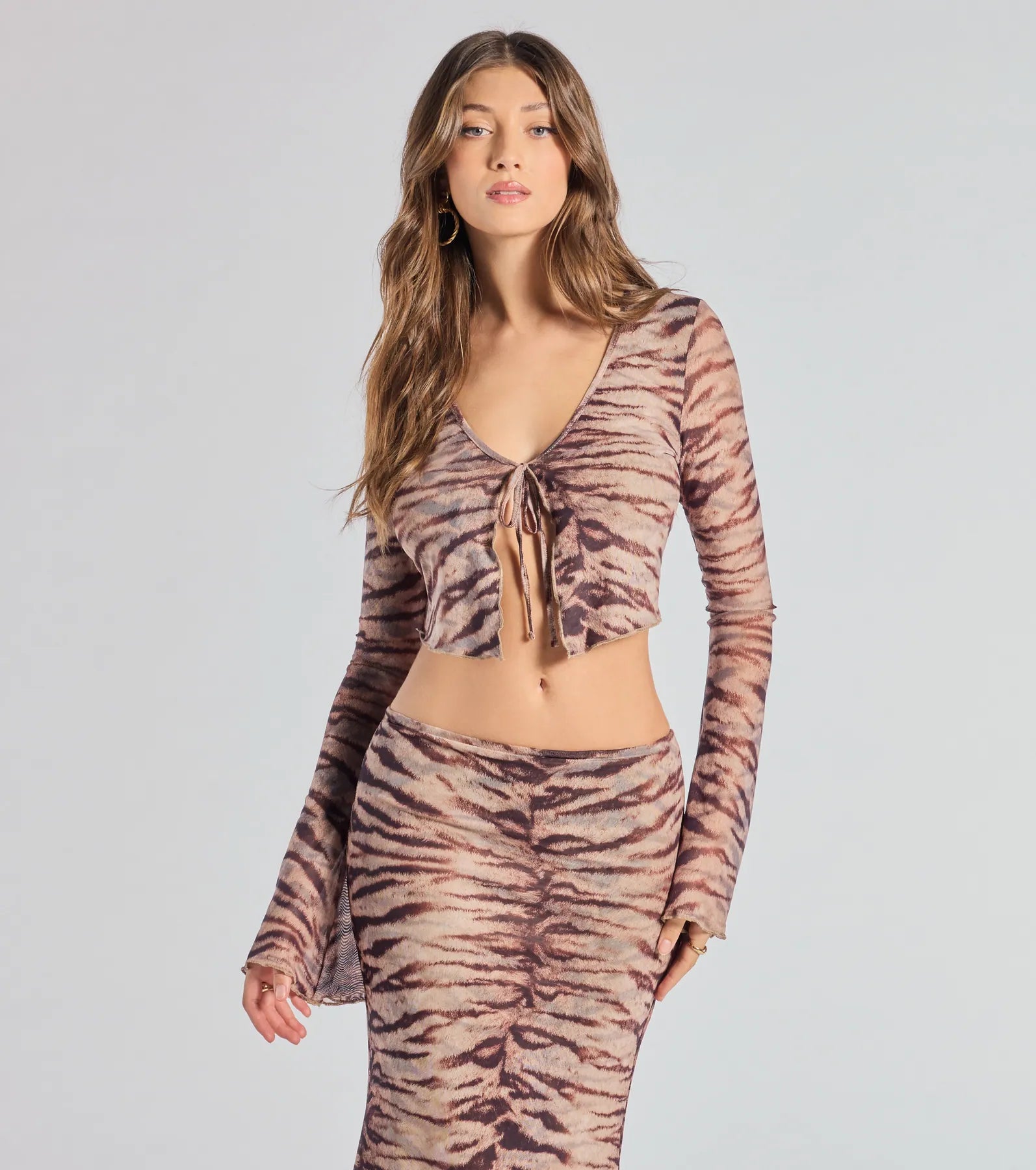 Ultimate Strut It Out Abstract Zebra Tie-Front Top