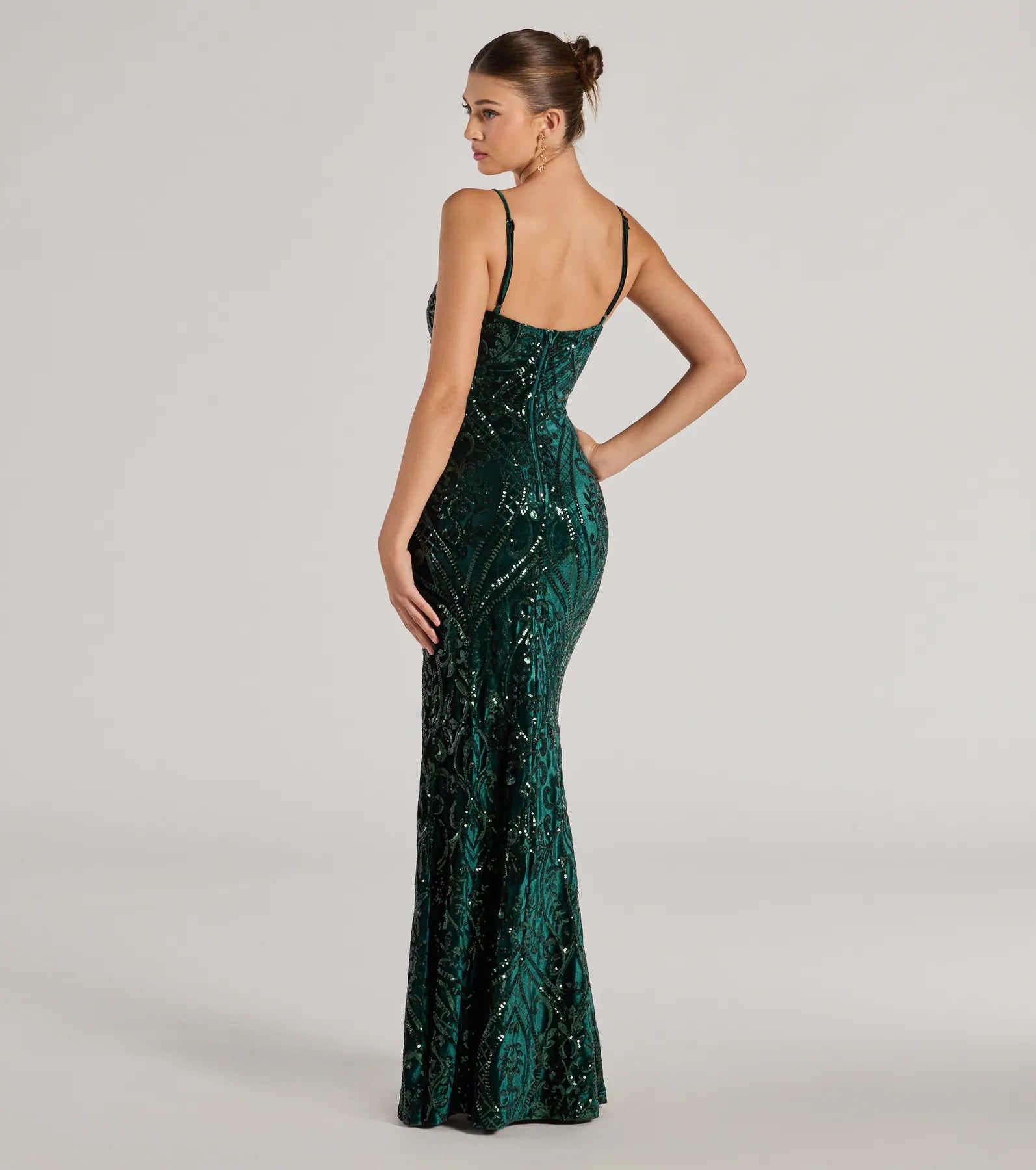 Premium Lilia Sequin Velvet Evening Gown