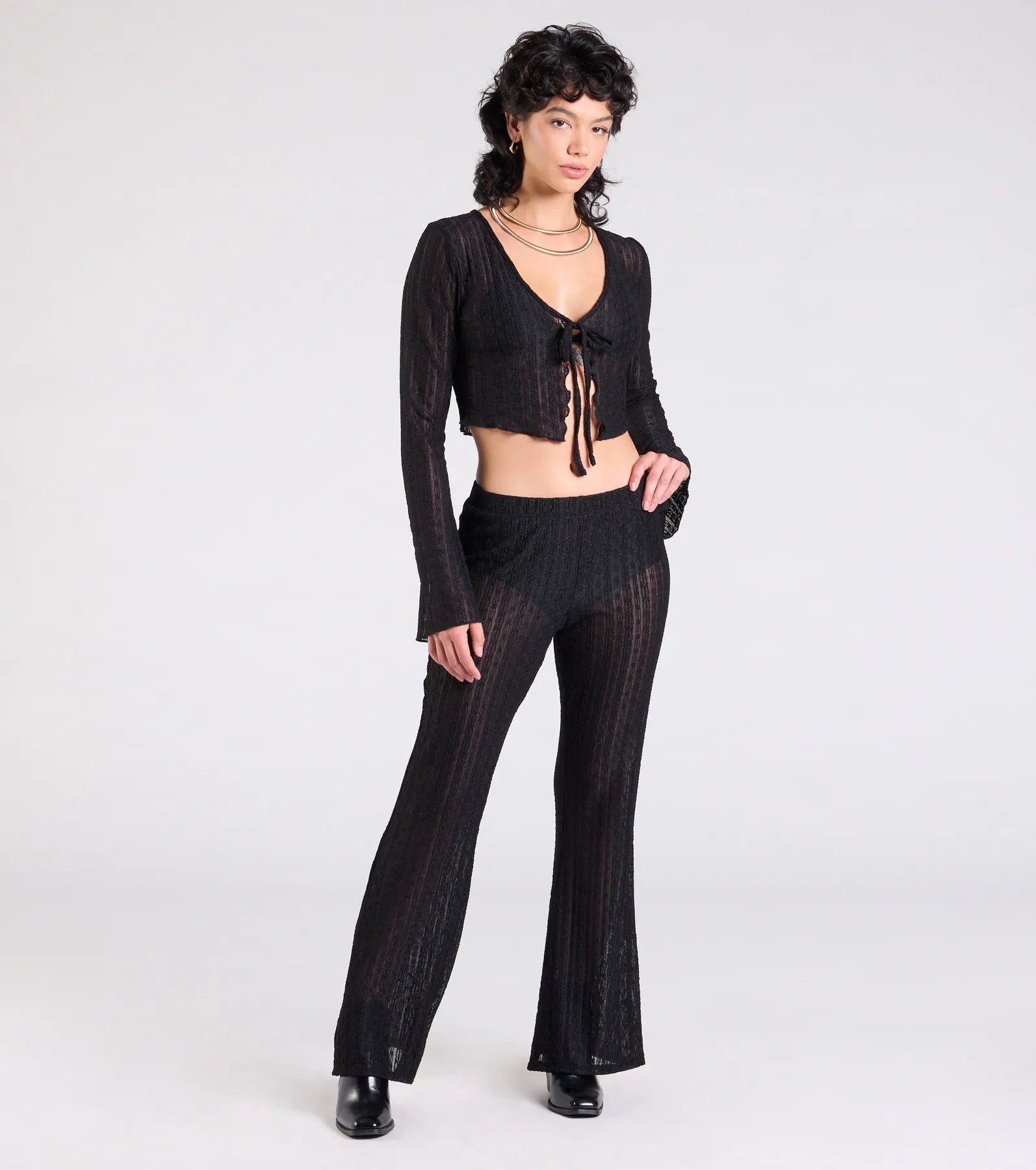 Ultimate Bohemian Sheer Lace Flare Pants - Premium Festival Style