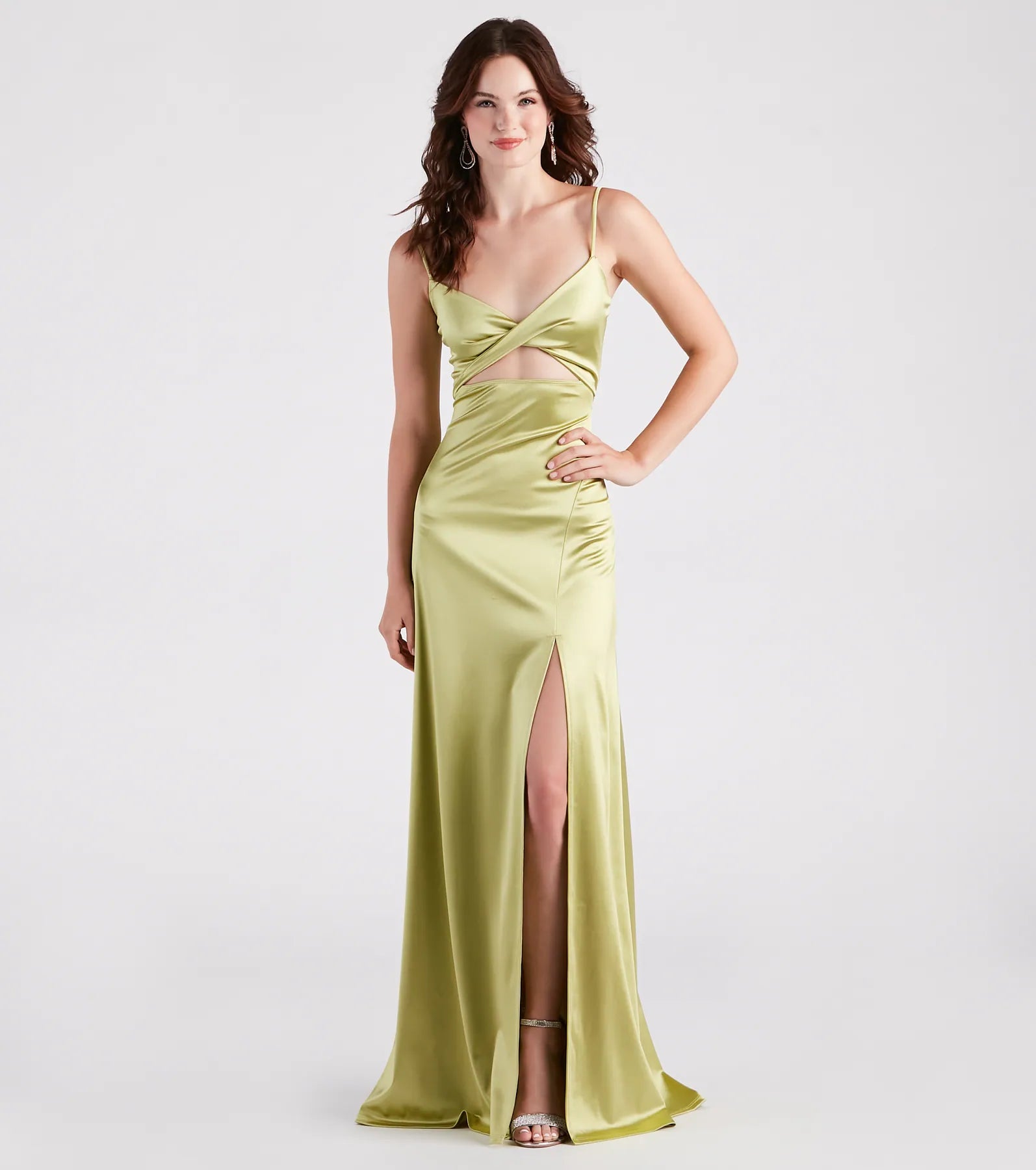 Ultimate Maisy Glam Satin Gown with Cutout & High Slit