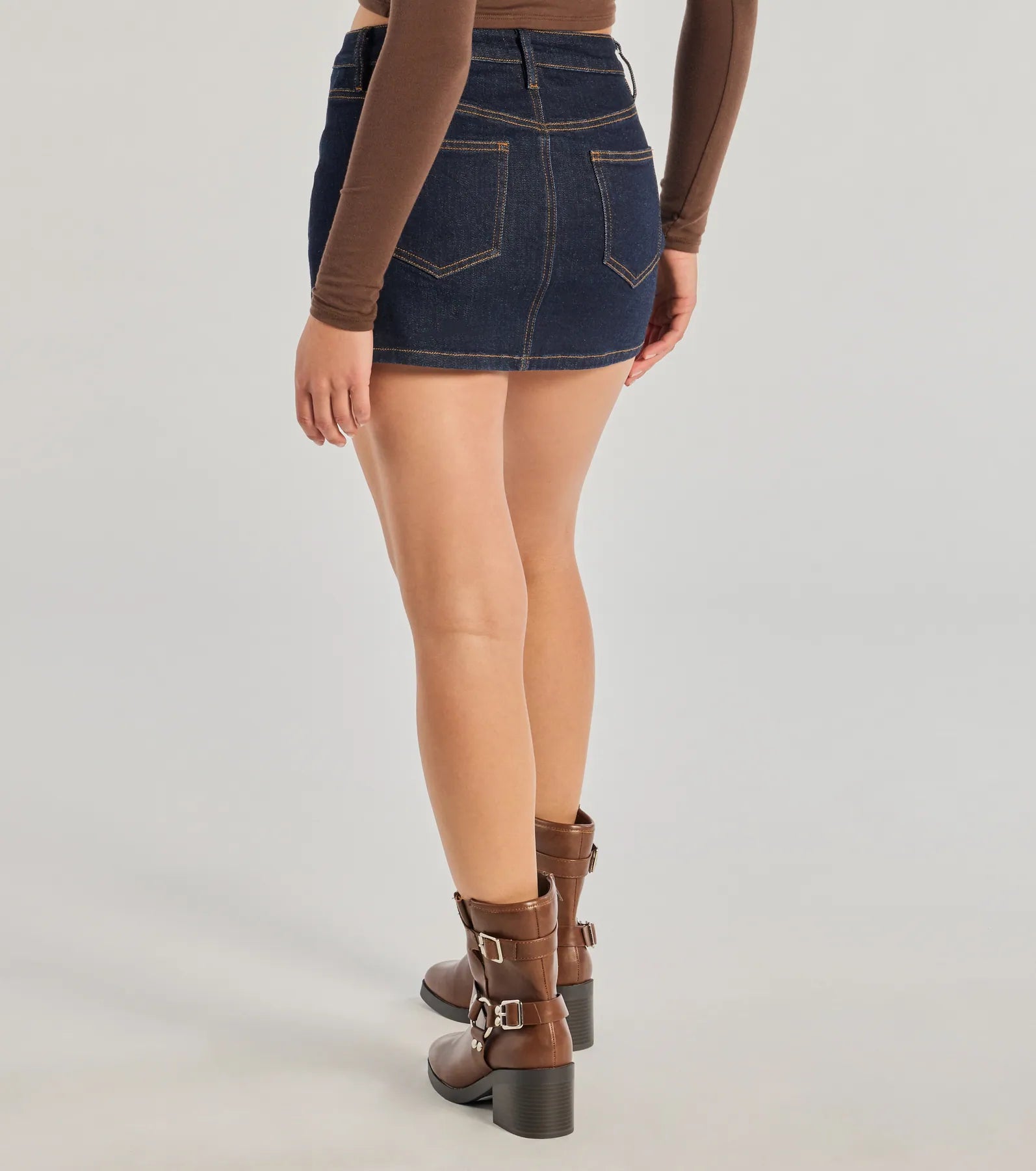 Premium High-Rise Denim Skort - Trendy Casual Style