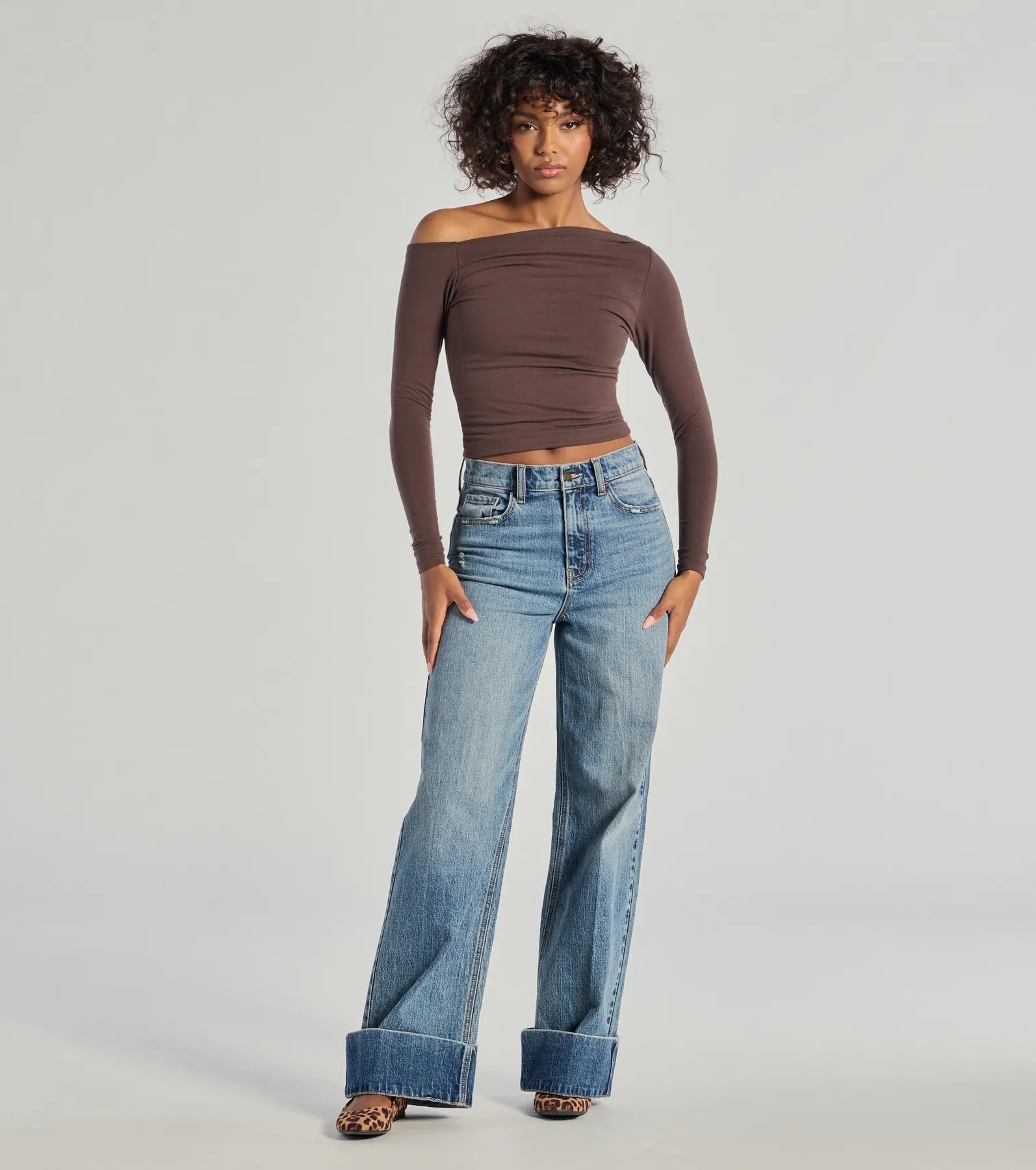 Ultimate Chic Off-Shoulder Long Sleeve Crop Top