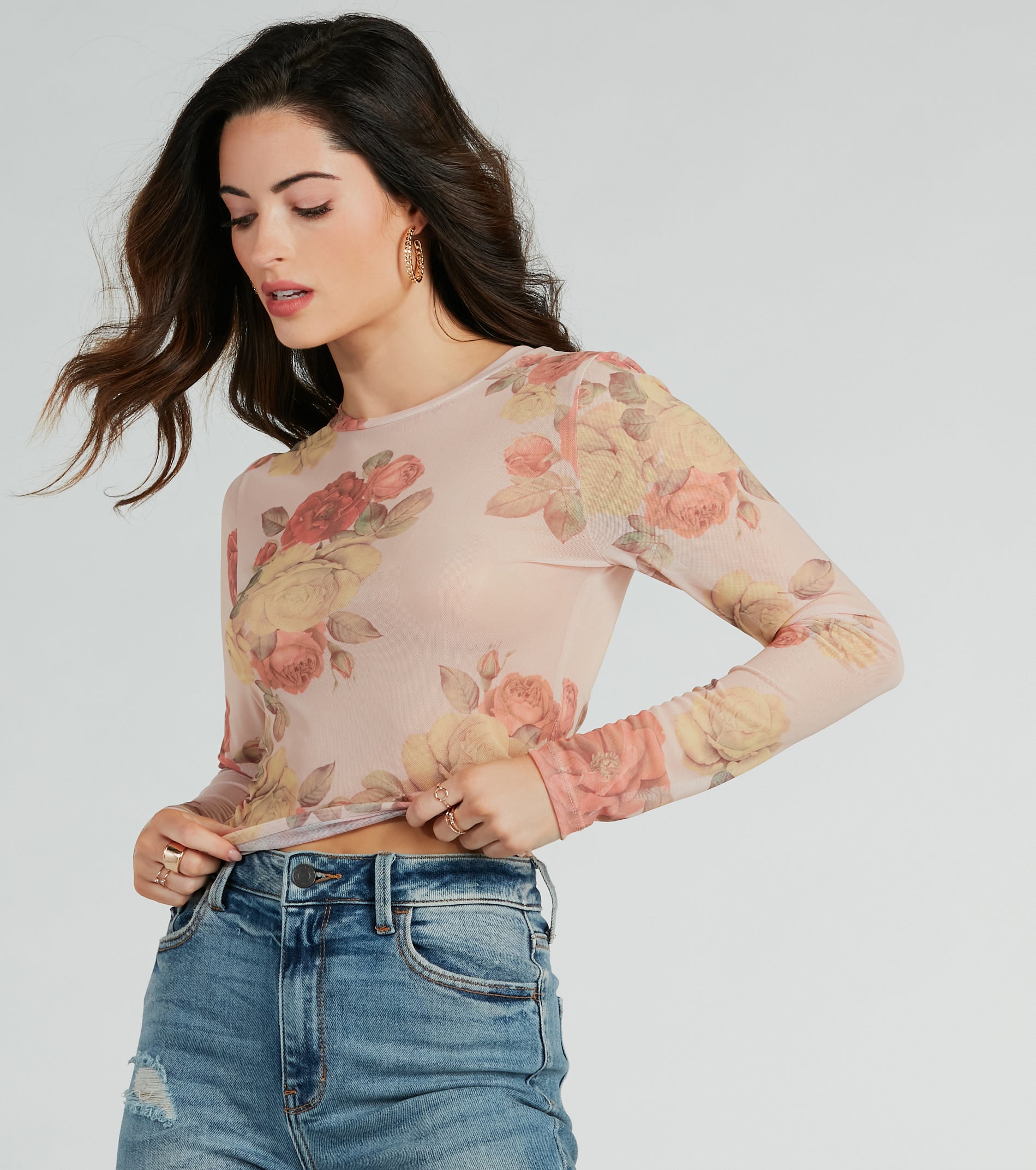 Ultimate Spring Floral Mesh Crop Top - Elevate Your Style