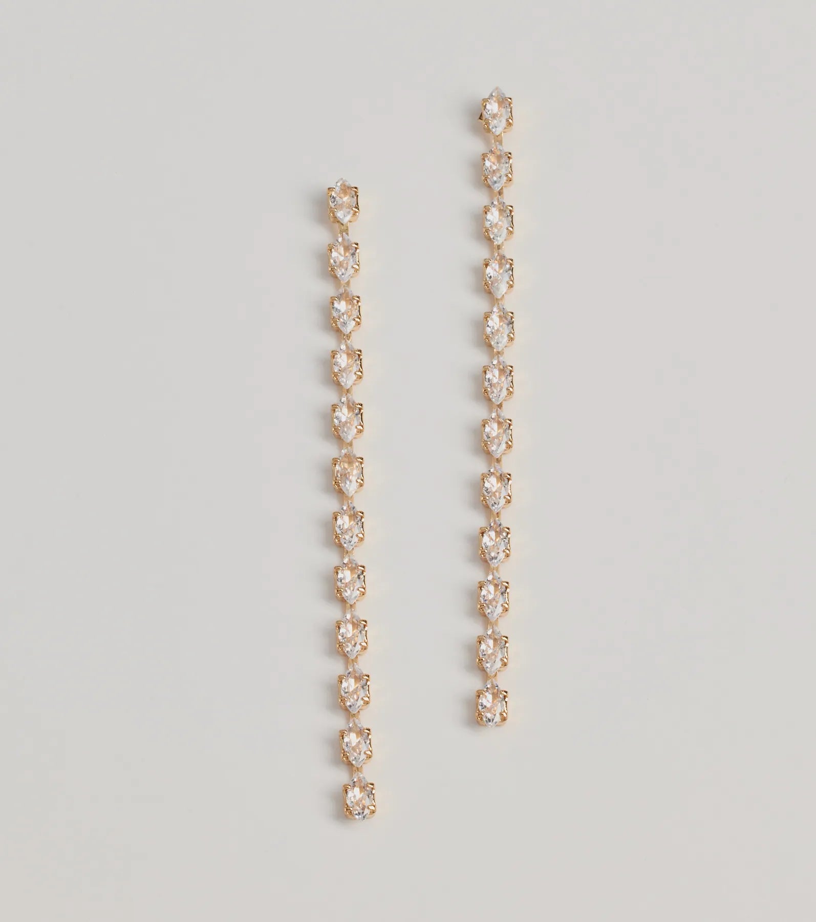 Premium Cubic Zirconia Linear Drop Earrings - Elegant & Chic Style