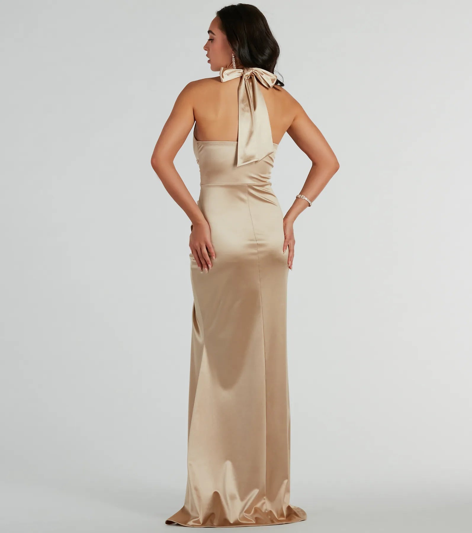 Premium Kourtney Halter Mermaid Satin Gown - Ultimate Formal Dress