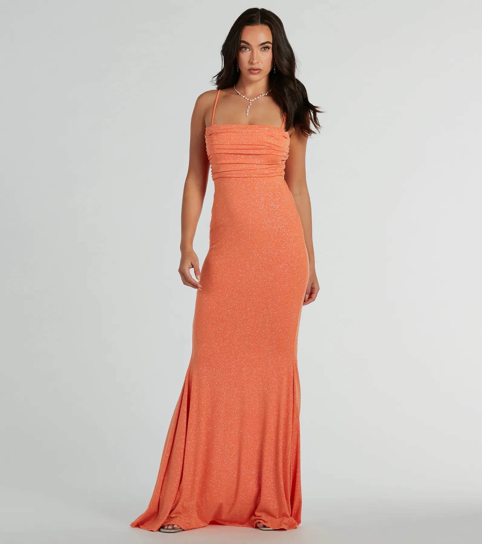 Premium Glitter Lace-Up Mermaid Gown for Special Occasions